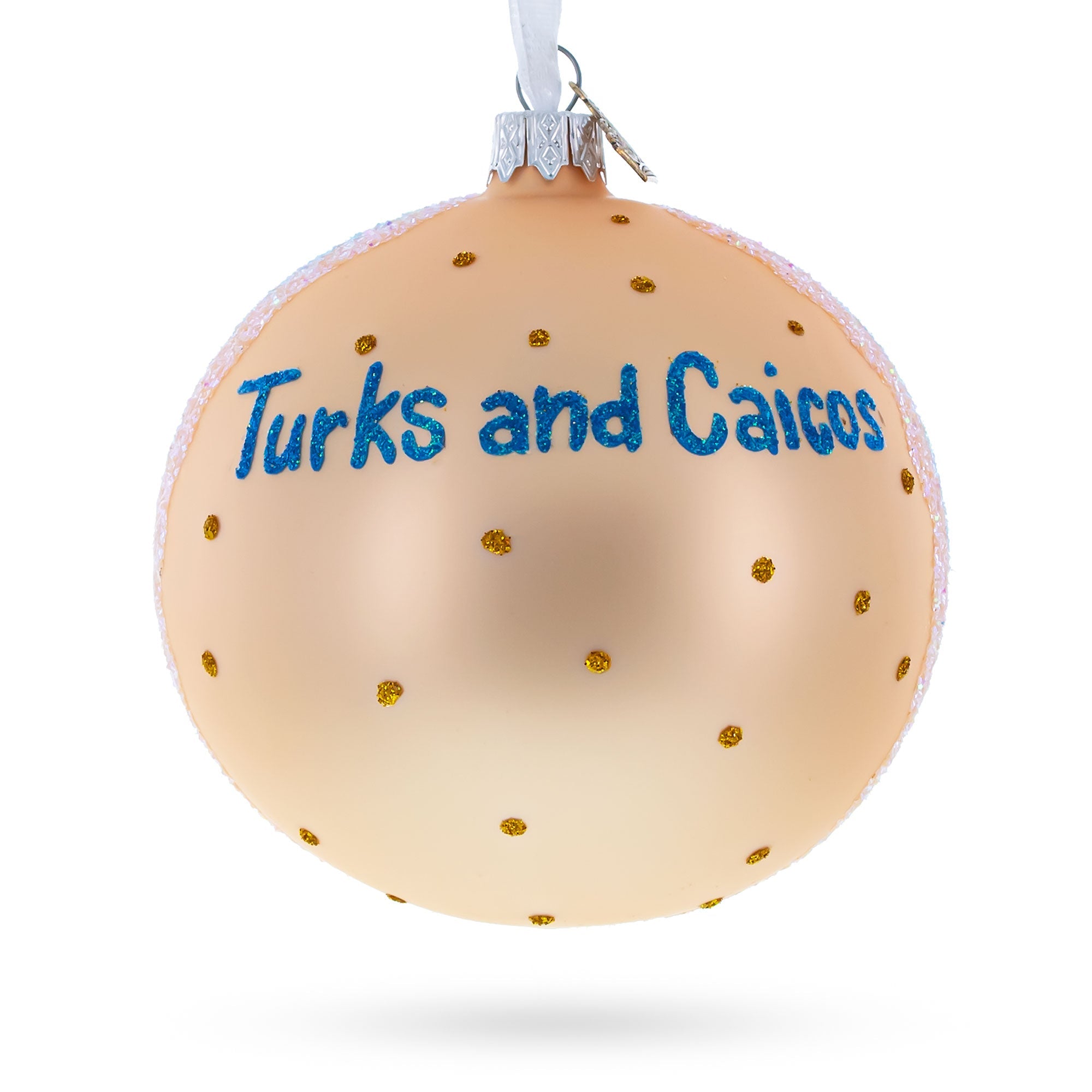 Turks And Caicos Glass Ball Christmas Ornament 4 Inches