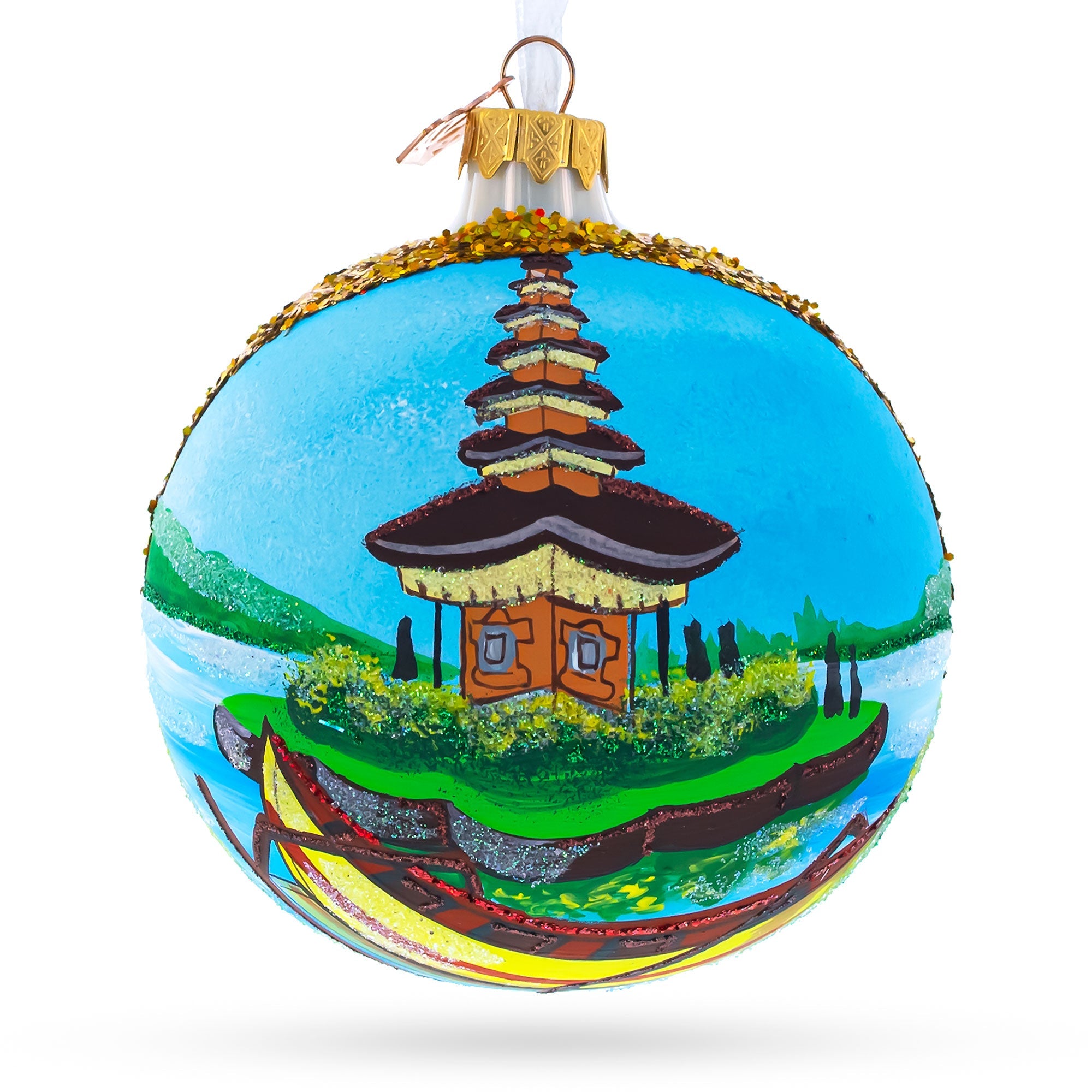 Bali, Indonesia Glass Ball Christmas Ornament 4 Inches