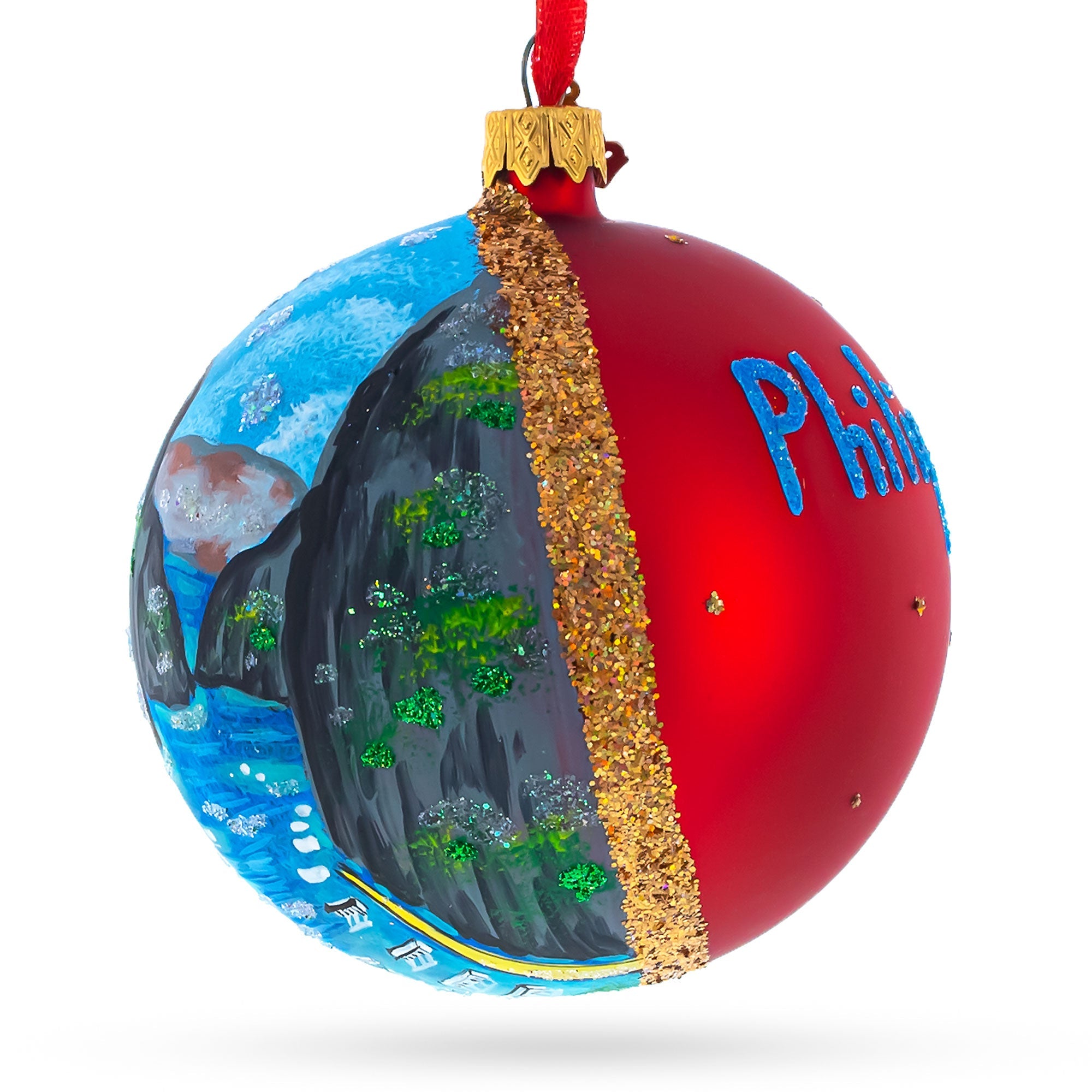 Philippines Glass Ball Christmas Ornament 4 Inches