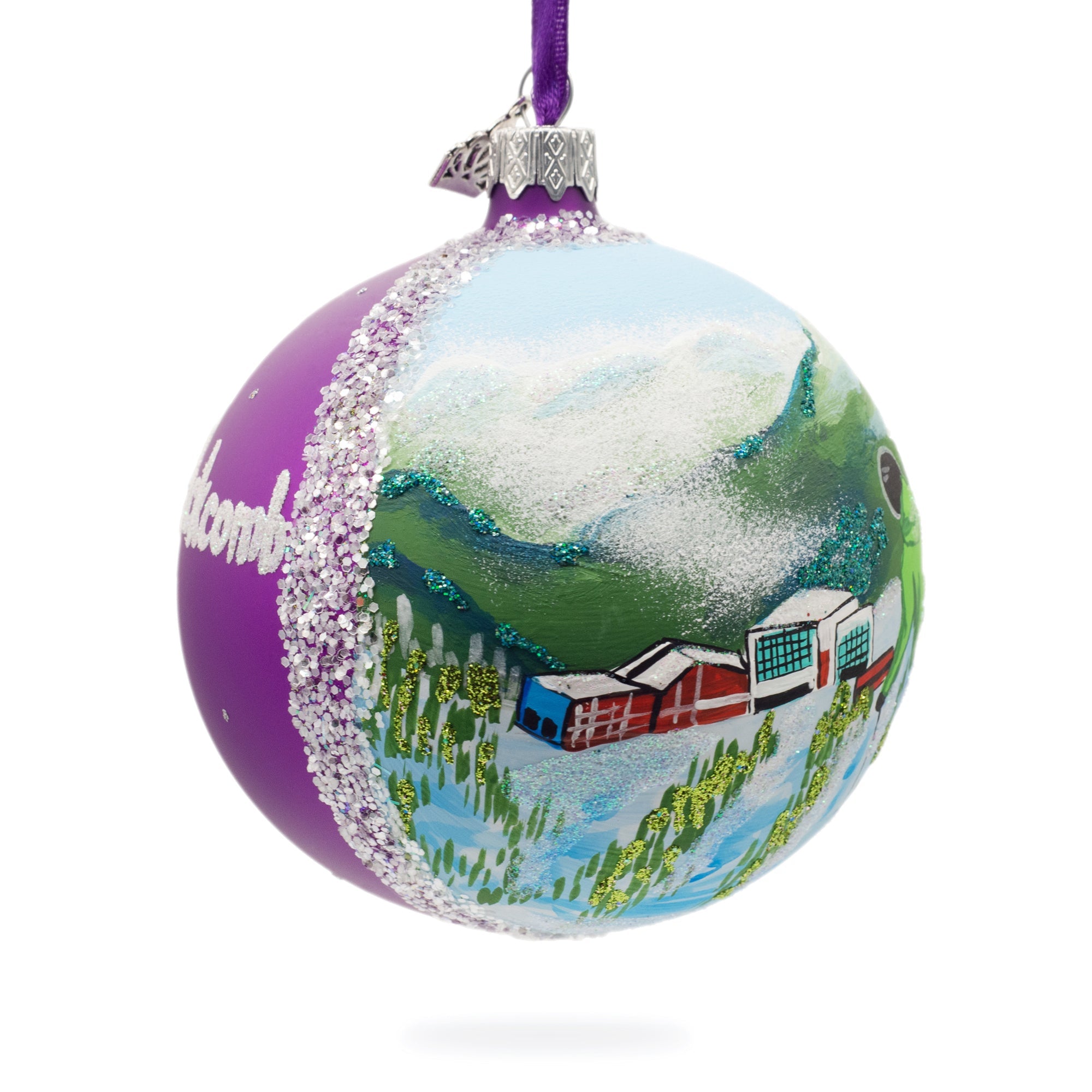 Whistler Blackcomb Ski Resort, Canada Glass Ball Christmas Ornament 4 Inches