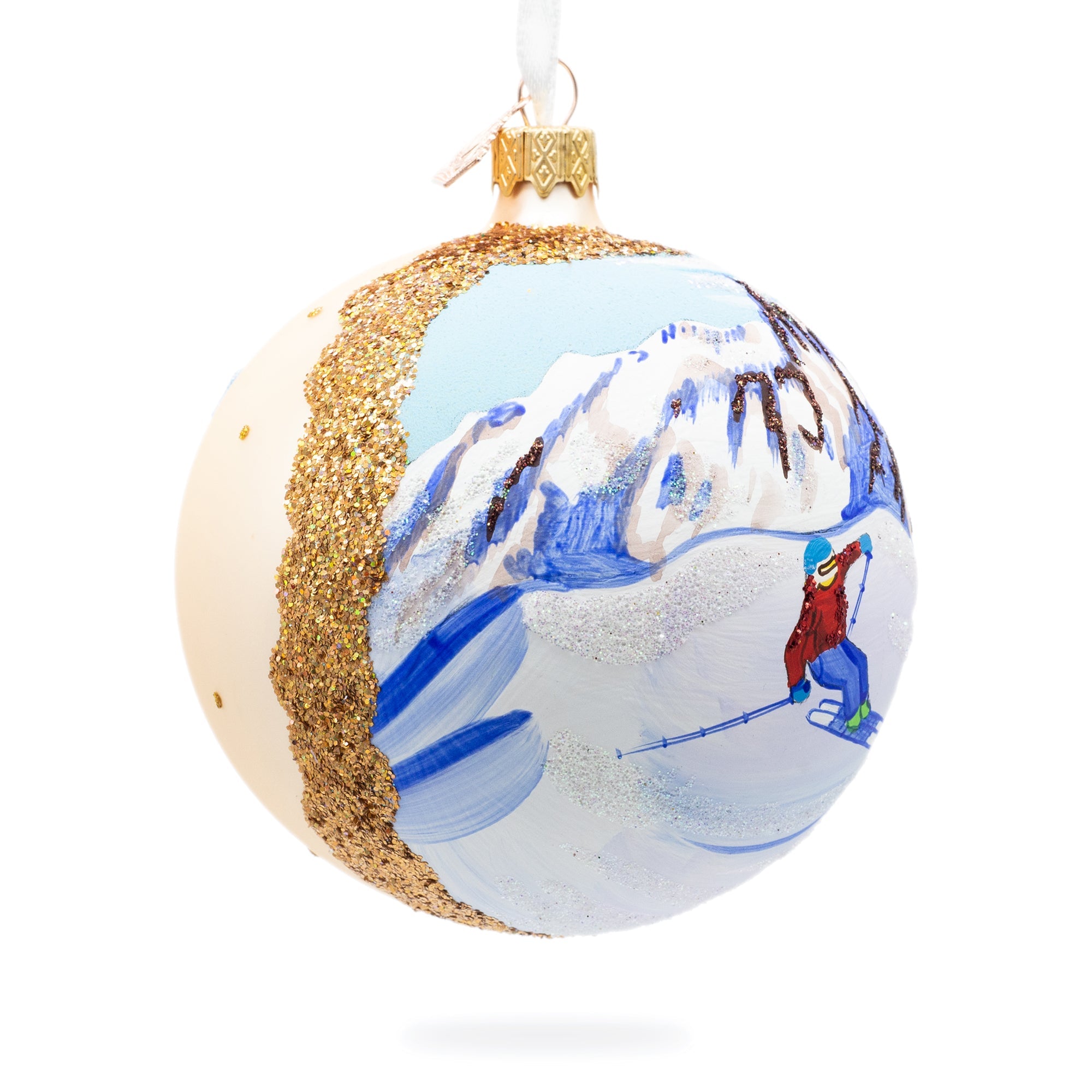 Chamonix Ski Resort, France Glass Ball Christmas Ornament 4 Inches