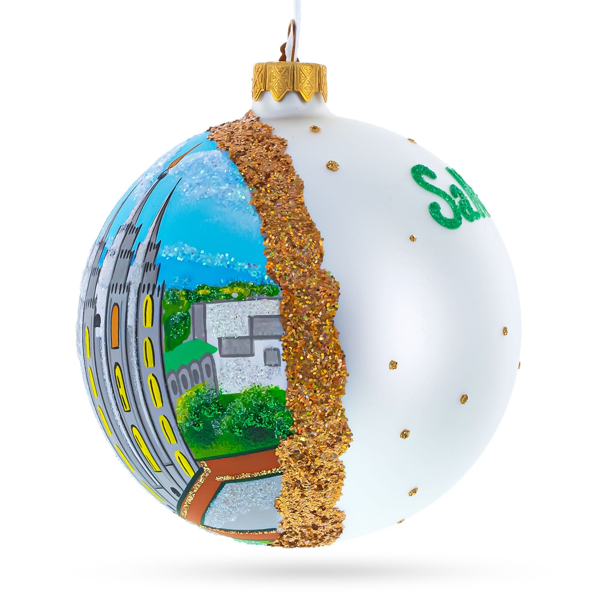 Temple Square, Salt Lake City, Utah, Usa Glass Ball Christmas Ornament 4 Inches