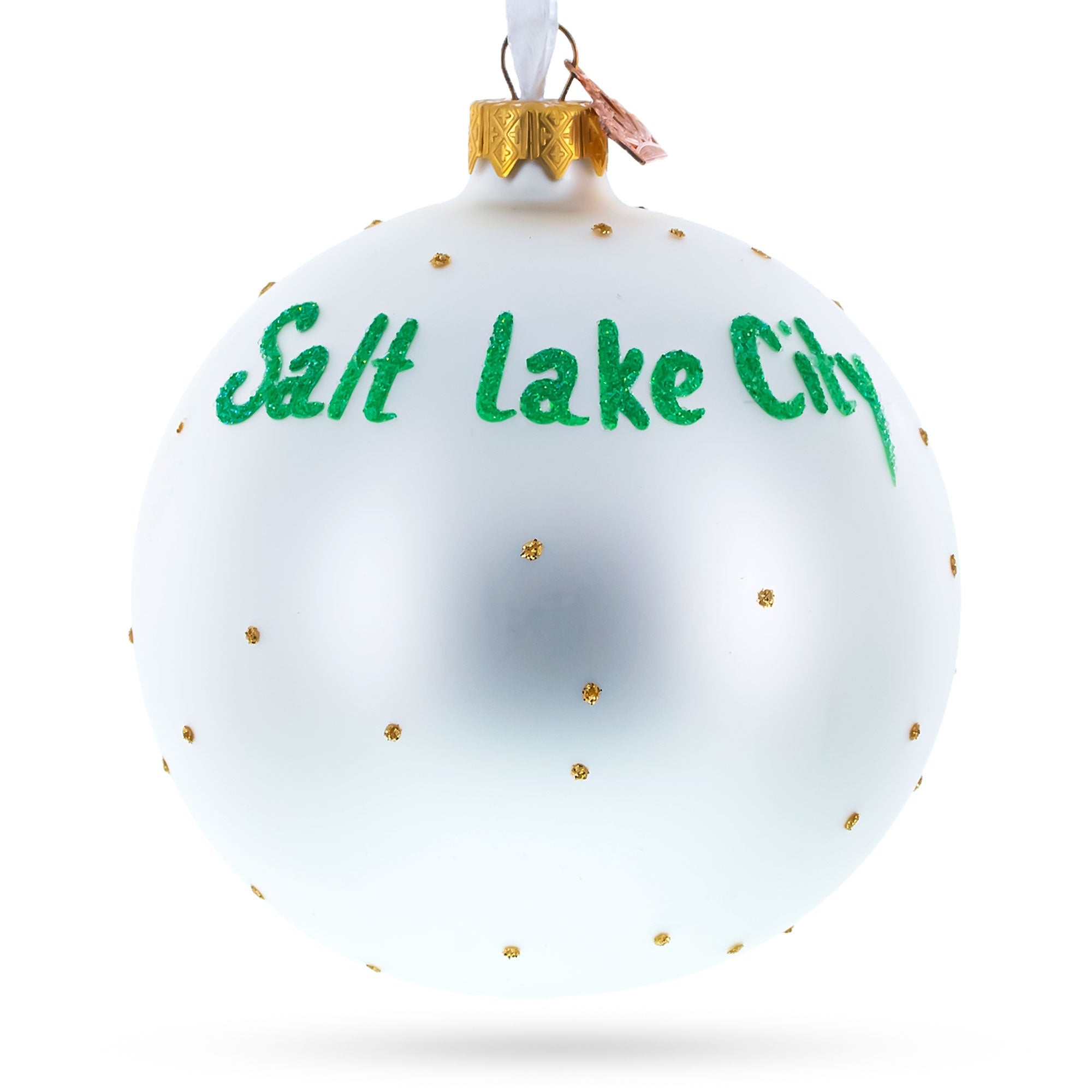 Temple Square, Salt Lake City, Utah, Usa Glass Ball Christmas Ornament 4 Inches