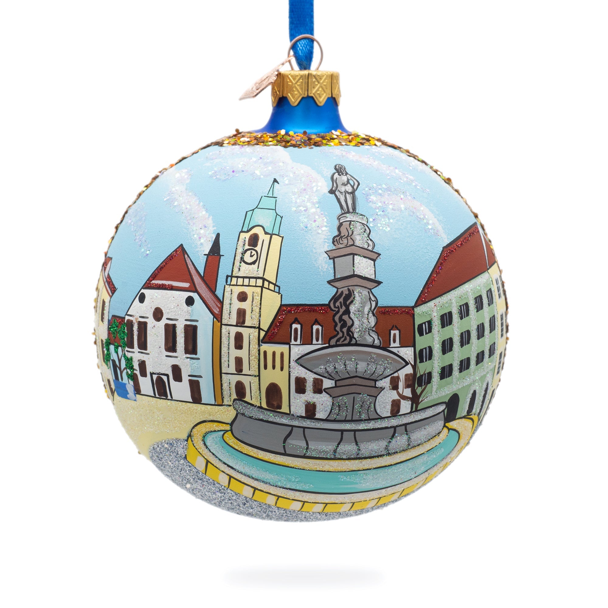 Old Town In Bratislava, Slovakia Glass Ball Christmas Ornament 4 Inches