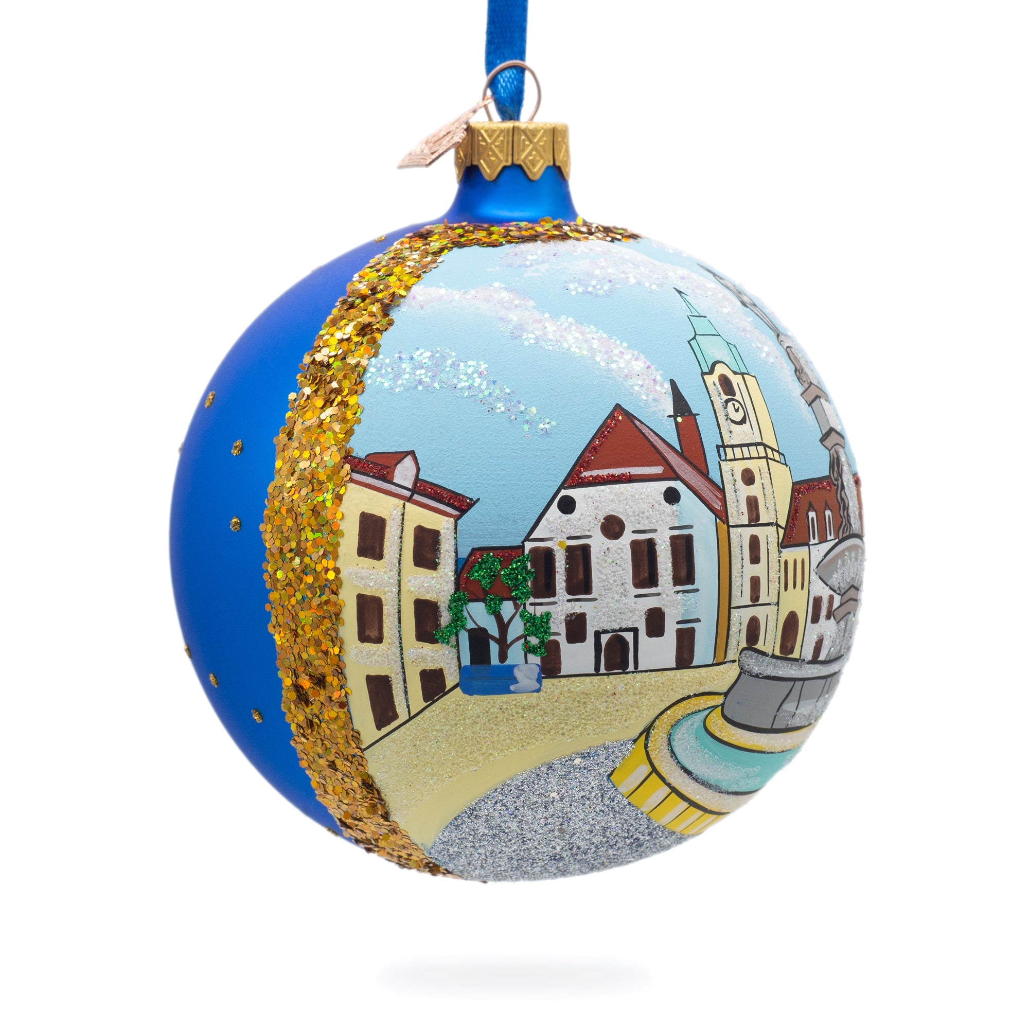 Old Town In Bratislava, Slovakia Glass Ball Christmas Ornament 4 Inches