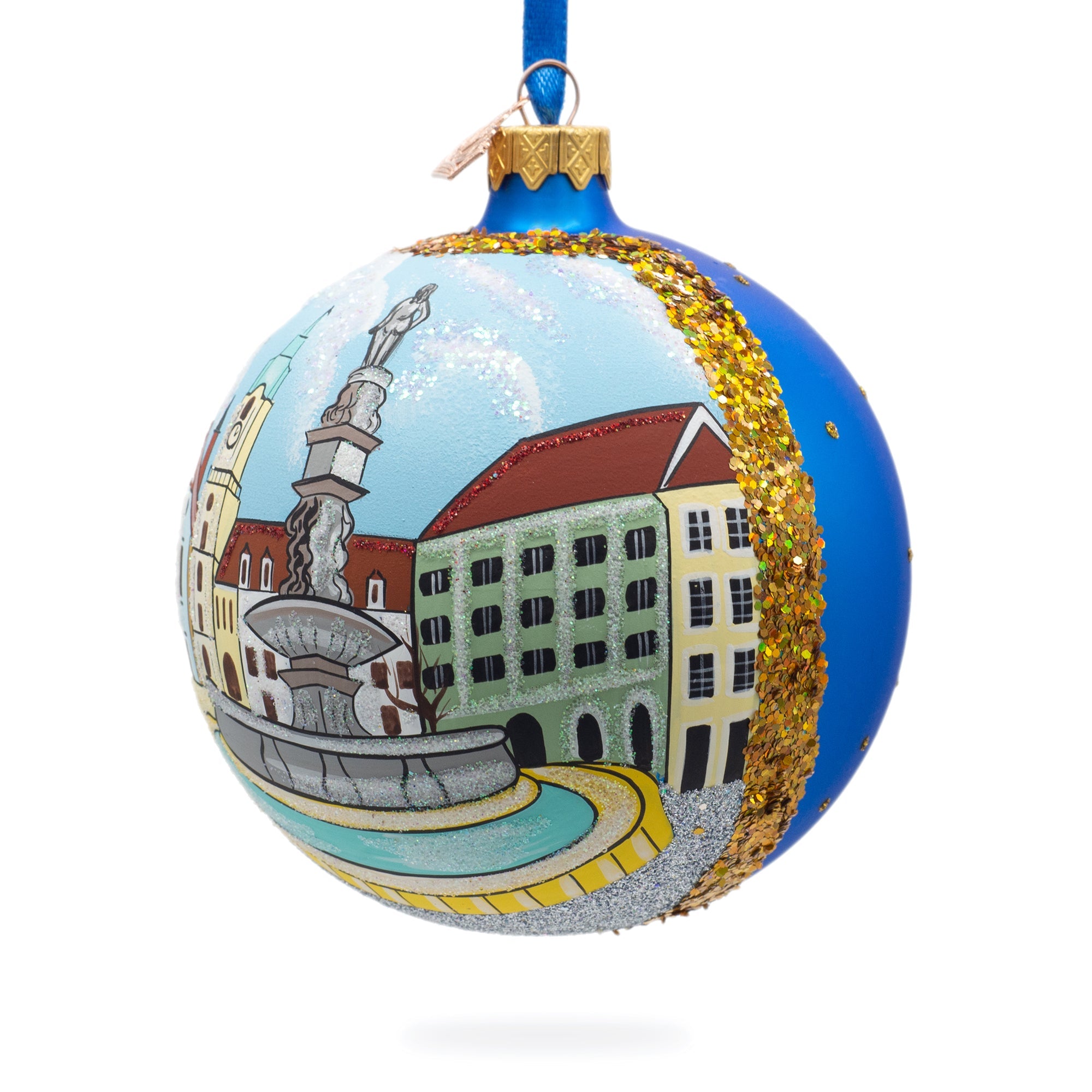 Old Town In Bratislava, Slovakia Glass Ball Christmas Ornament 4 Inches