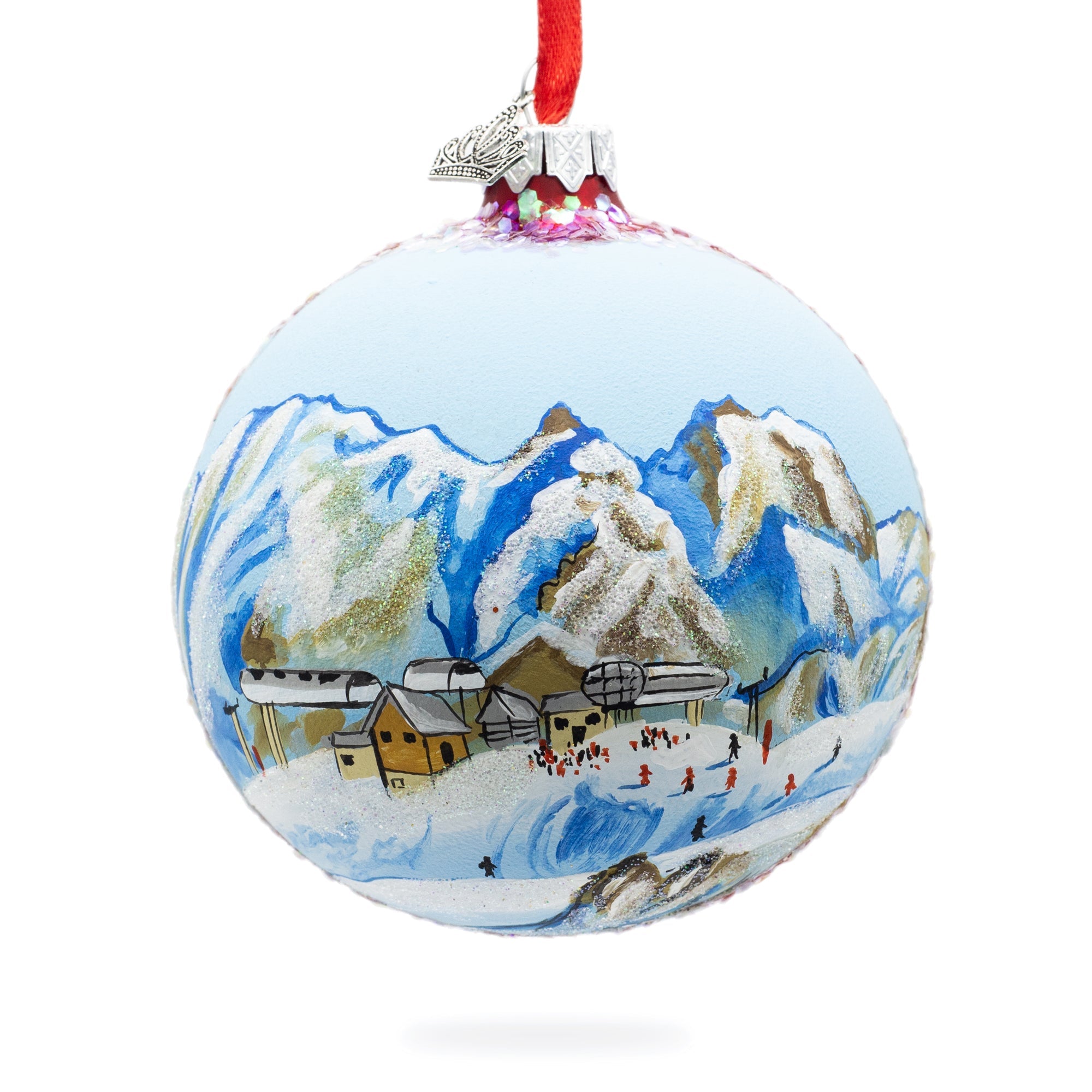 Courchevel Ski Resort, France Glass Ball Christmas Ornament 4 Inches