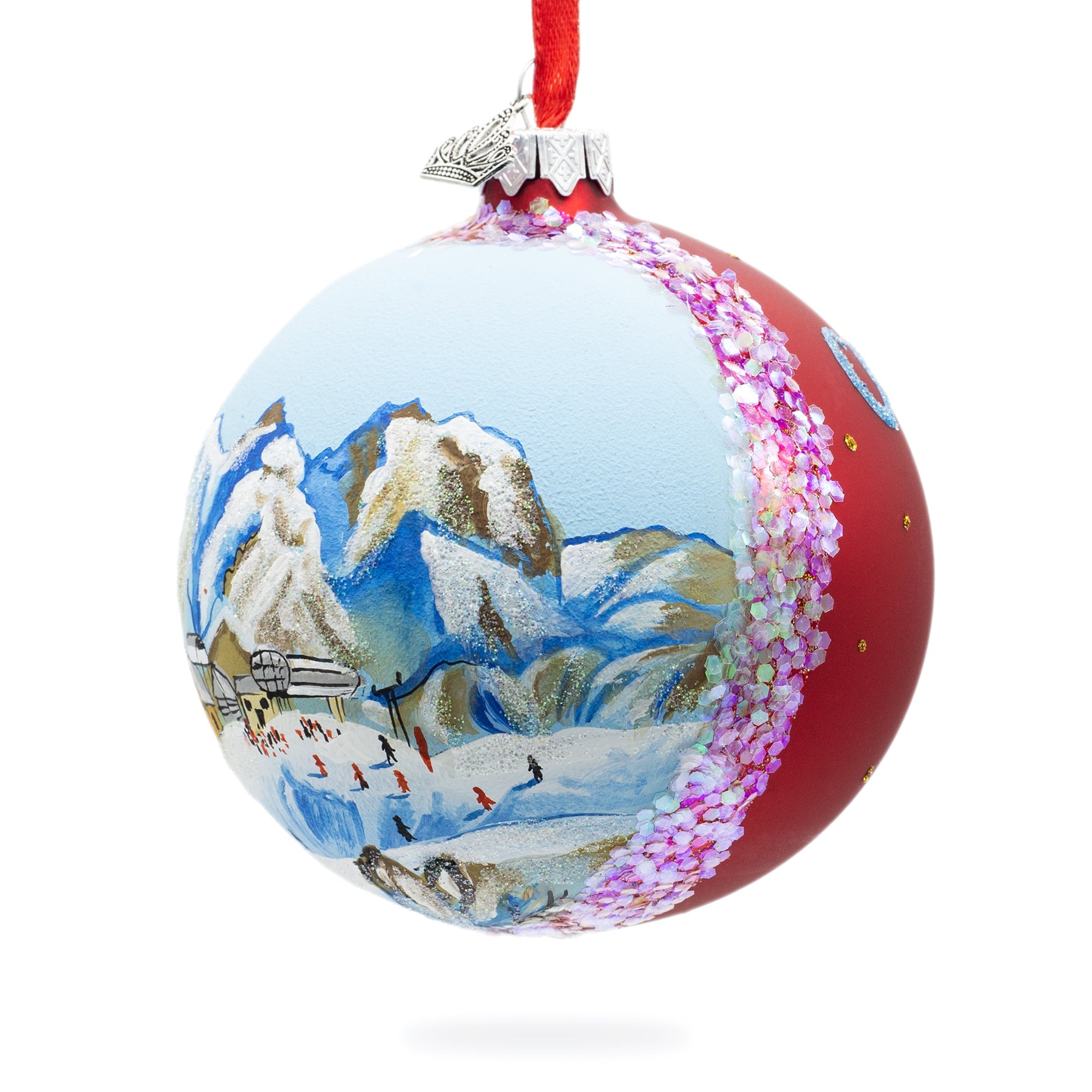 Courchevel Ski Resort, France Glass Ball Christmas Ornament 4 Inches