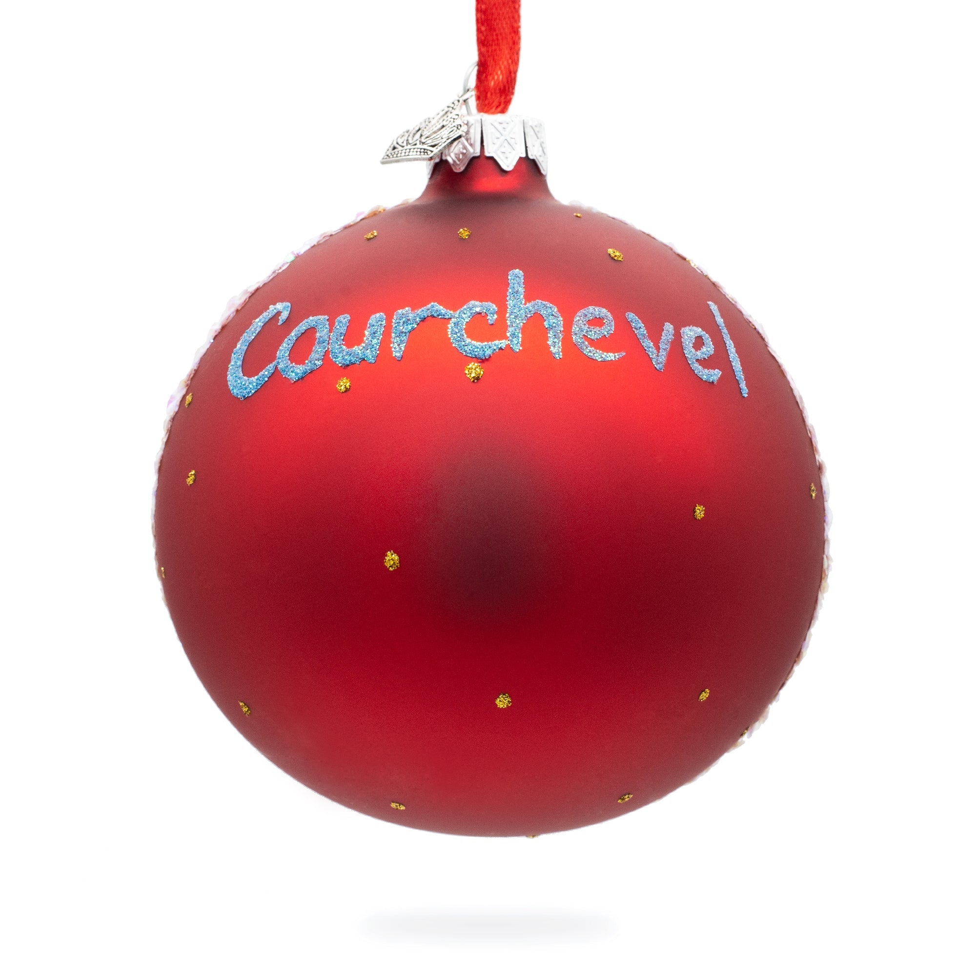 Courchevel Ski Resort, France Glass Ball Christmas Ornament 4 Inches