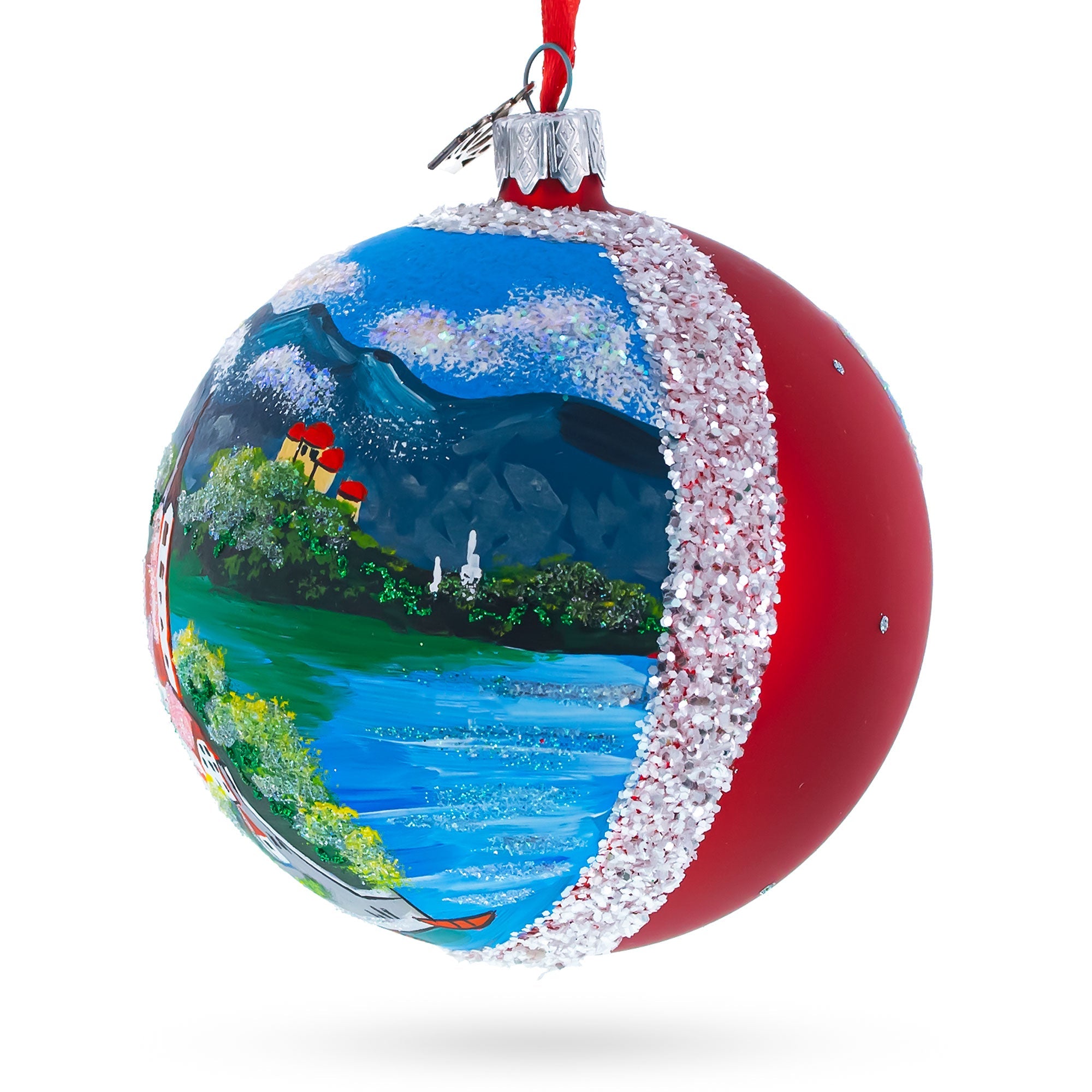 Lake Bled, Bled, Slovenia Glass Ball Christmas Ornament 4 Inches