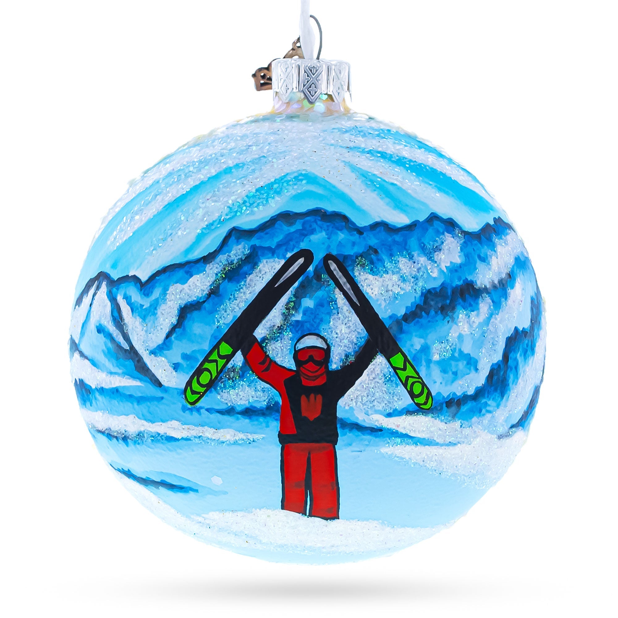 St. Anton Ski Resort, Austria Glass Ball Christmas Ornament 4 Inches