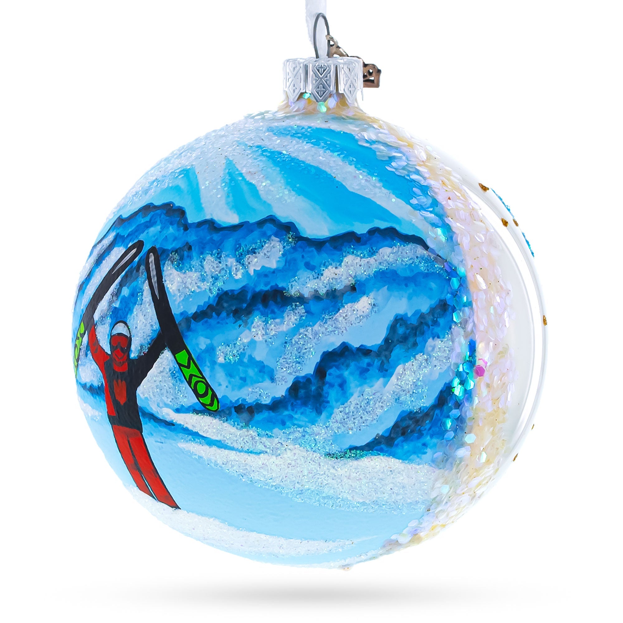 St. Anton Ski Resort, Austria Glass Ball Christmas Ornament 4 Inches