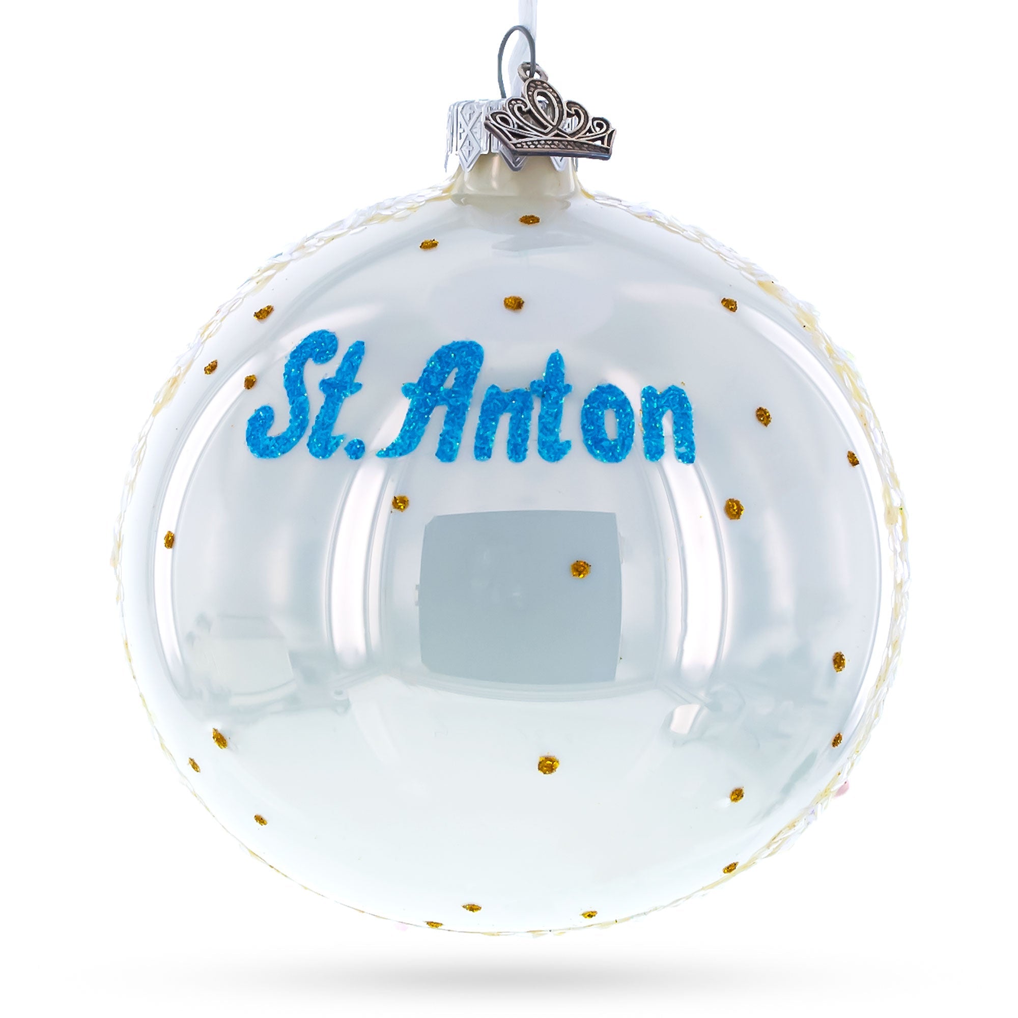 St. Anton Ski Resort, Austria Glass Ball Christmas Ornament 4 Inches