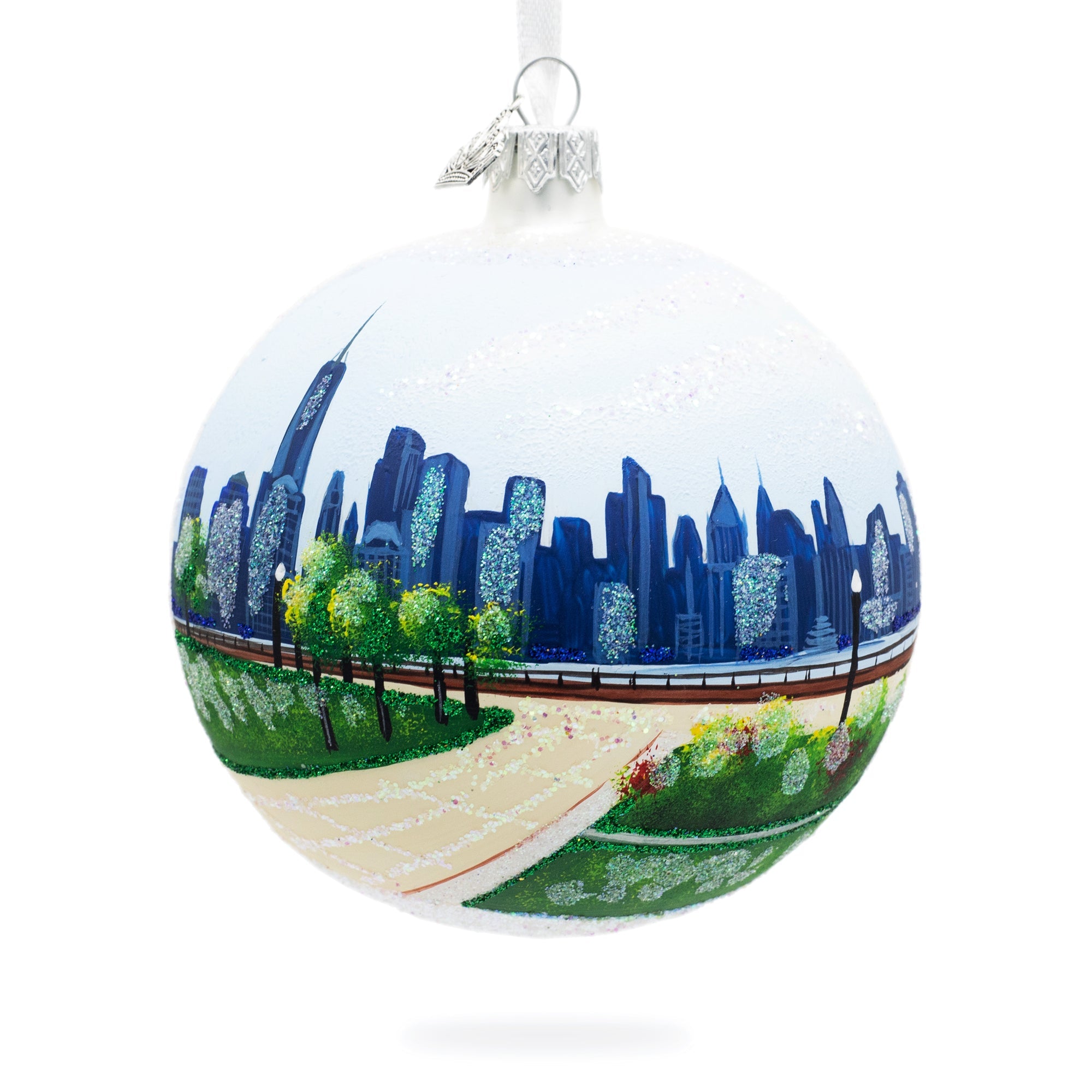 Liberty State Park, Jersey City, New Jersey, Usa Glass Ball Christmas Ornament 4 Inches