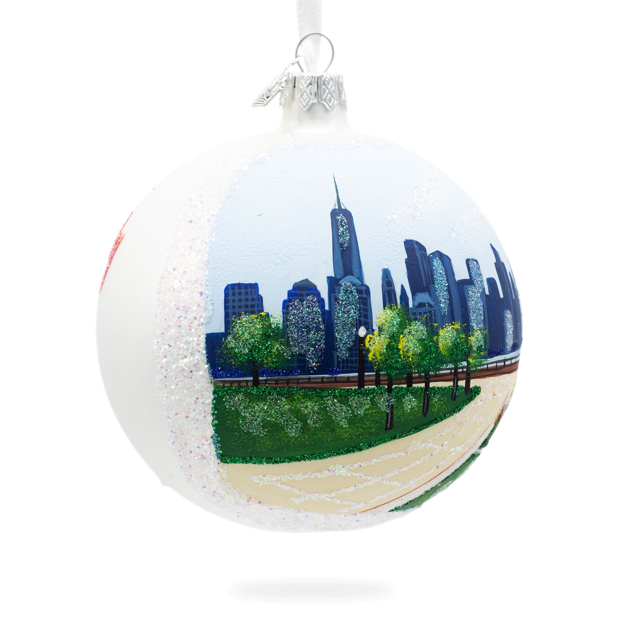 Liberty State Park, Jersey City, New Jersey, Usa Glass Ball Christmas Ornament 4 Inches