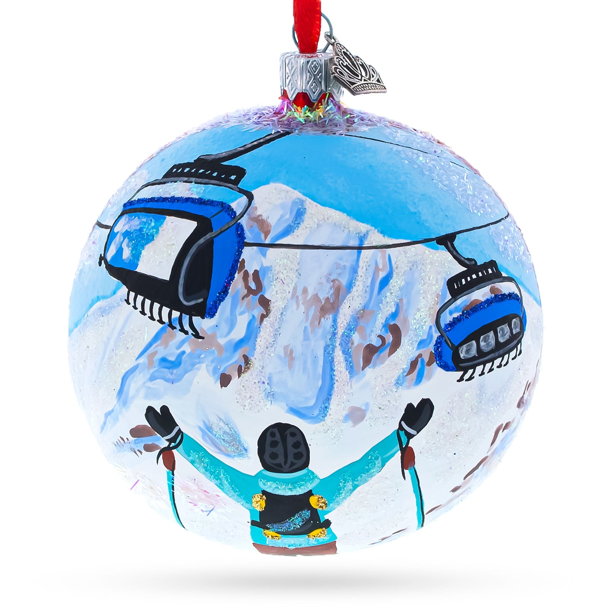 Big Sky Ski Resort, Montana, Usa Glass Ball Christmas Ornament 4 Inches