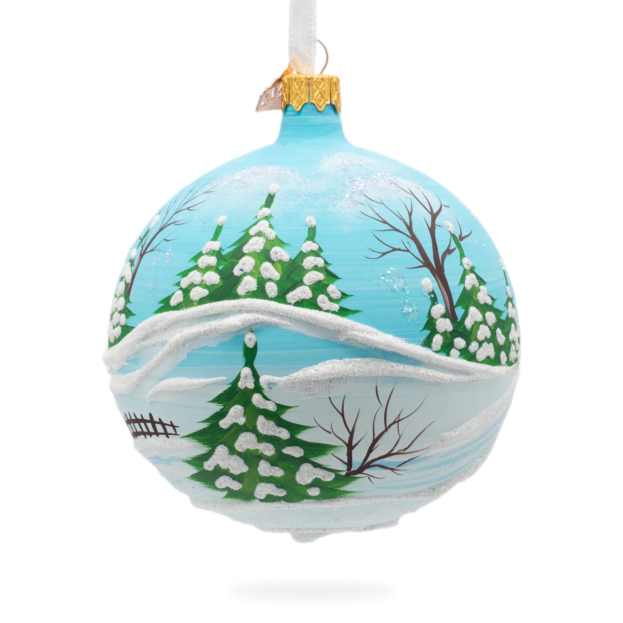 Children Playing In The Winter Village Glass Ball Christmas Ornament 4 Inches