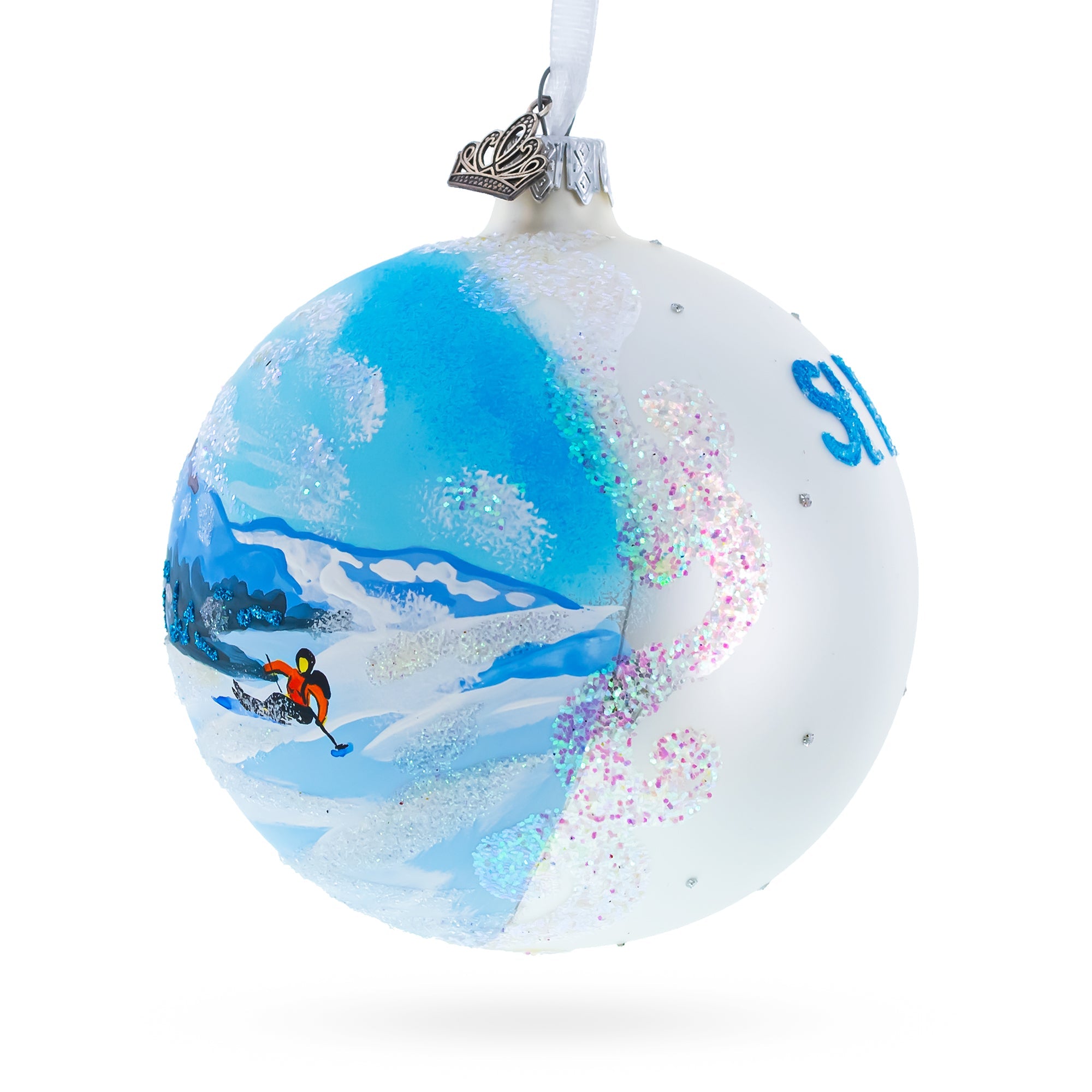 St. Moritz, Switzerland Glass Ball Christmas Ornament 4 Inches