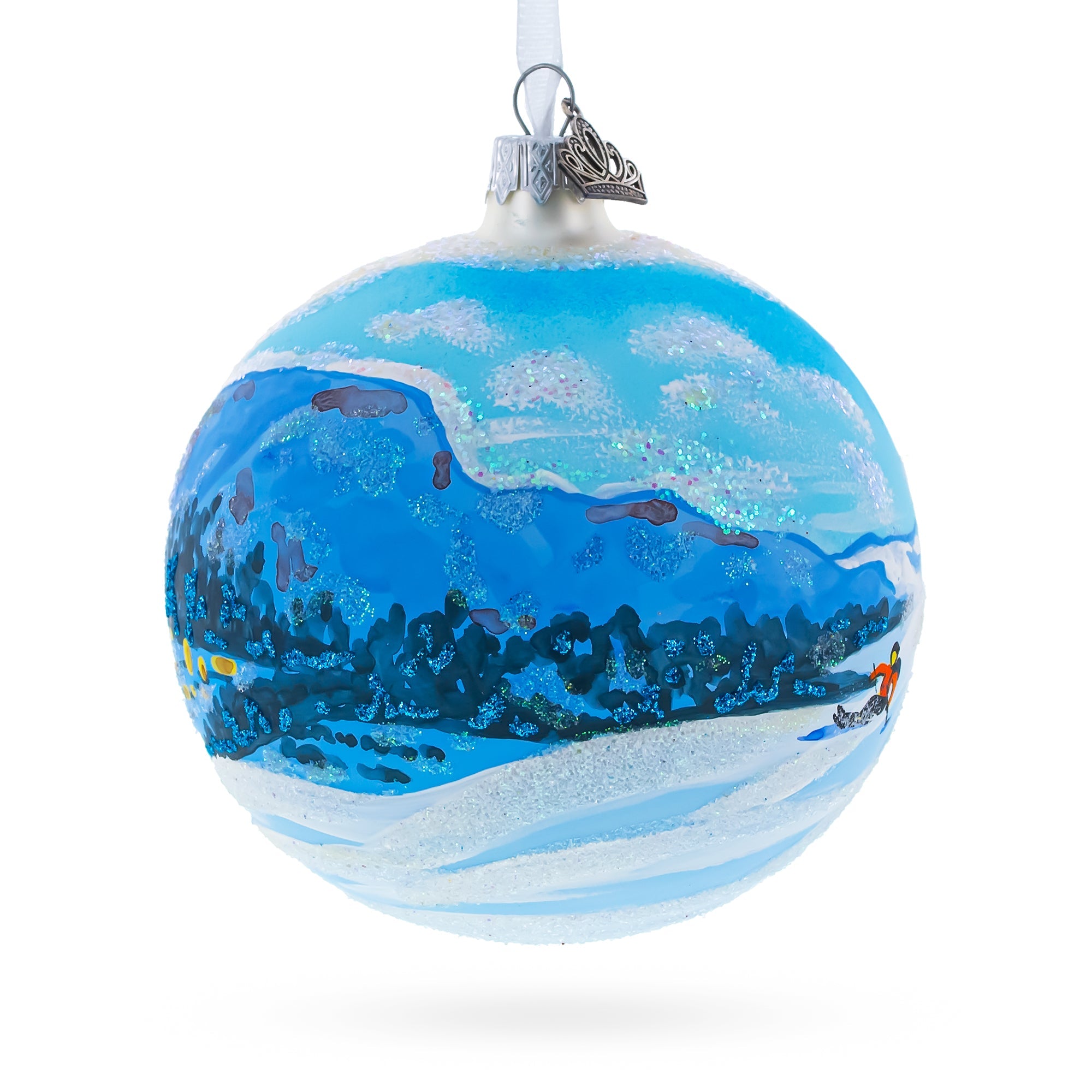 St. Moritz, Switzerland Glass Ball Christmas Ornament 4 Inches