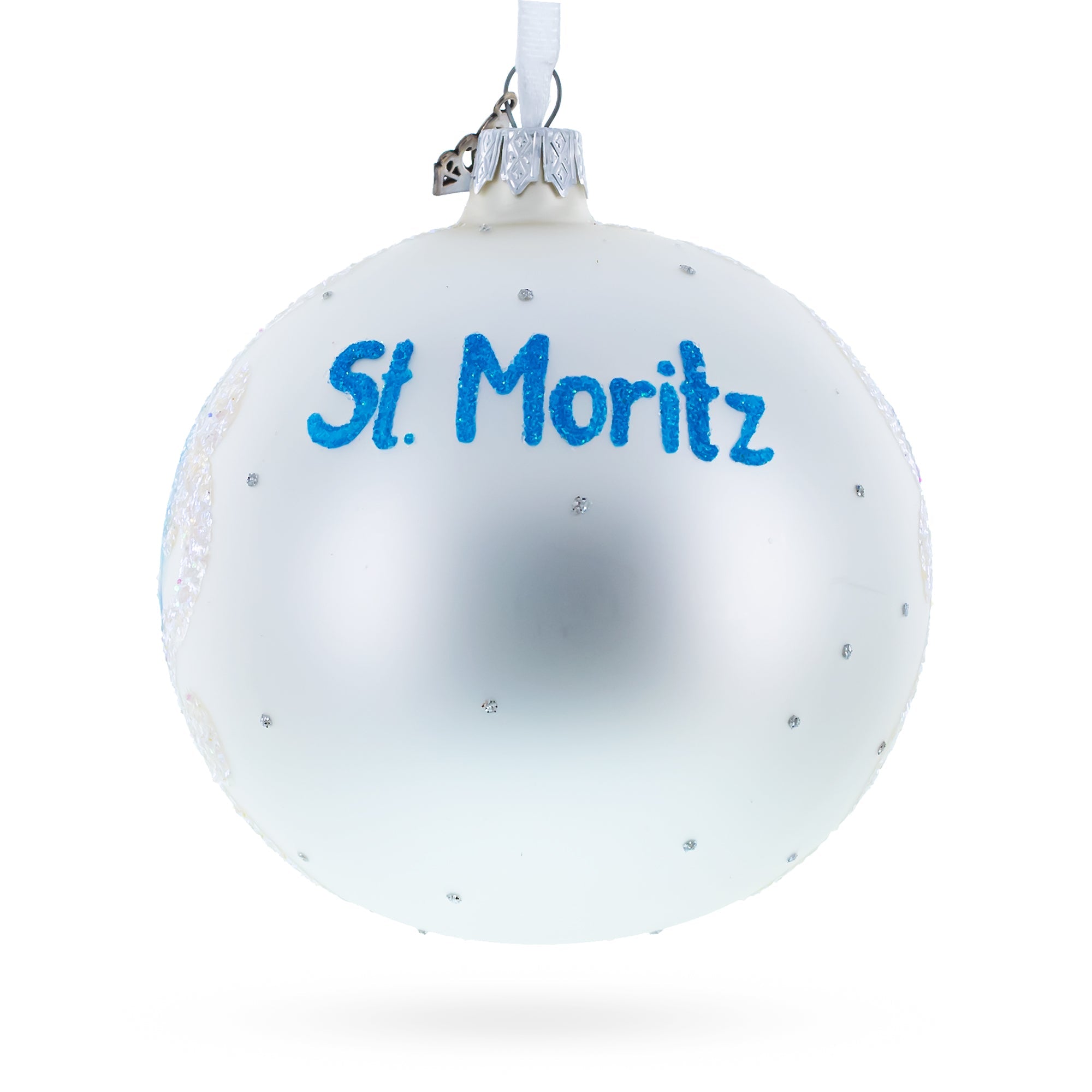 St. Moritz, Switzerland Glass Ball Christmas Ornament 4 Inches