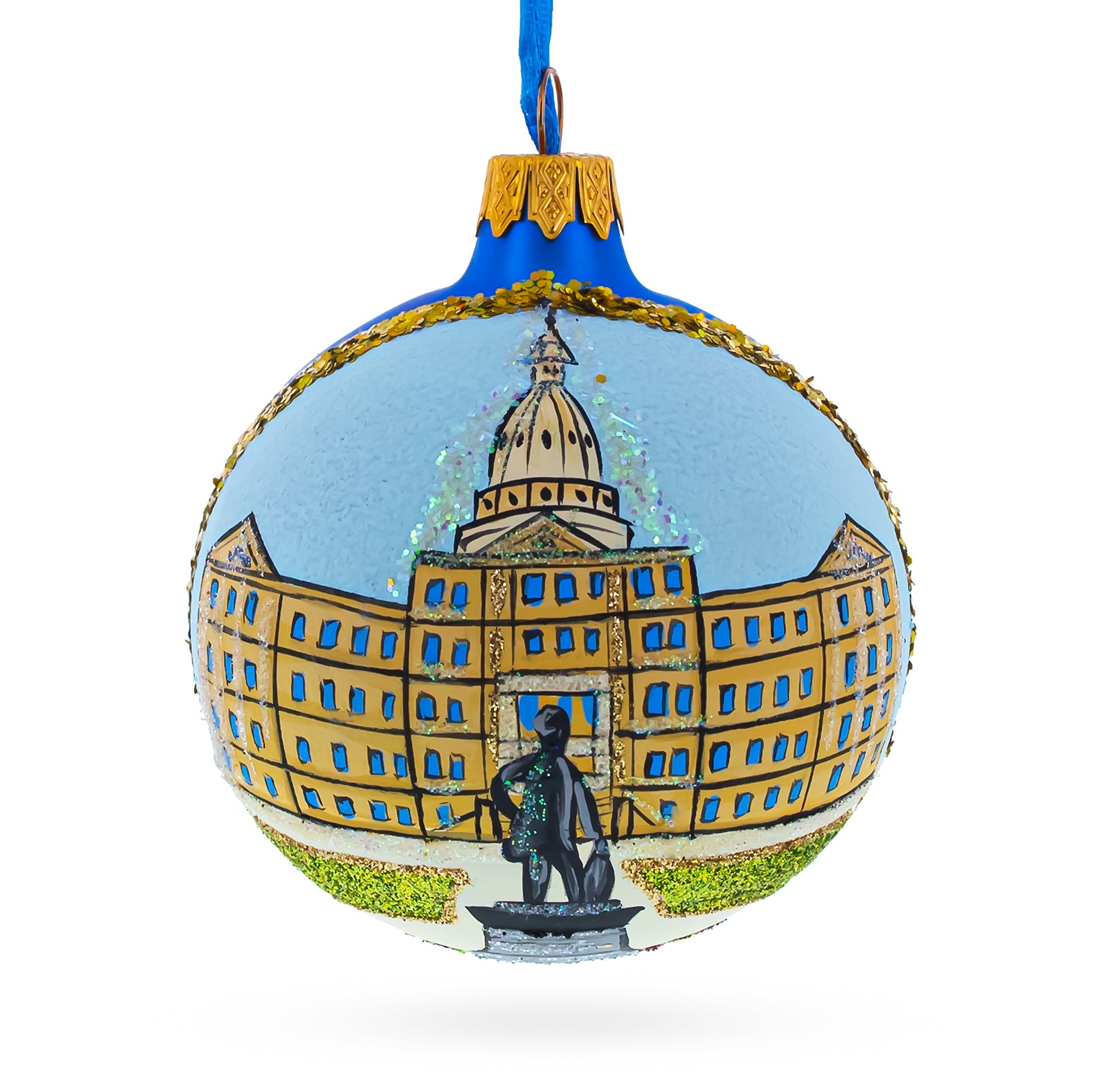 Lansing, Michigan, Usa Glass Ball Christmas Ornament 3.25 Inches