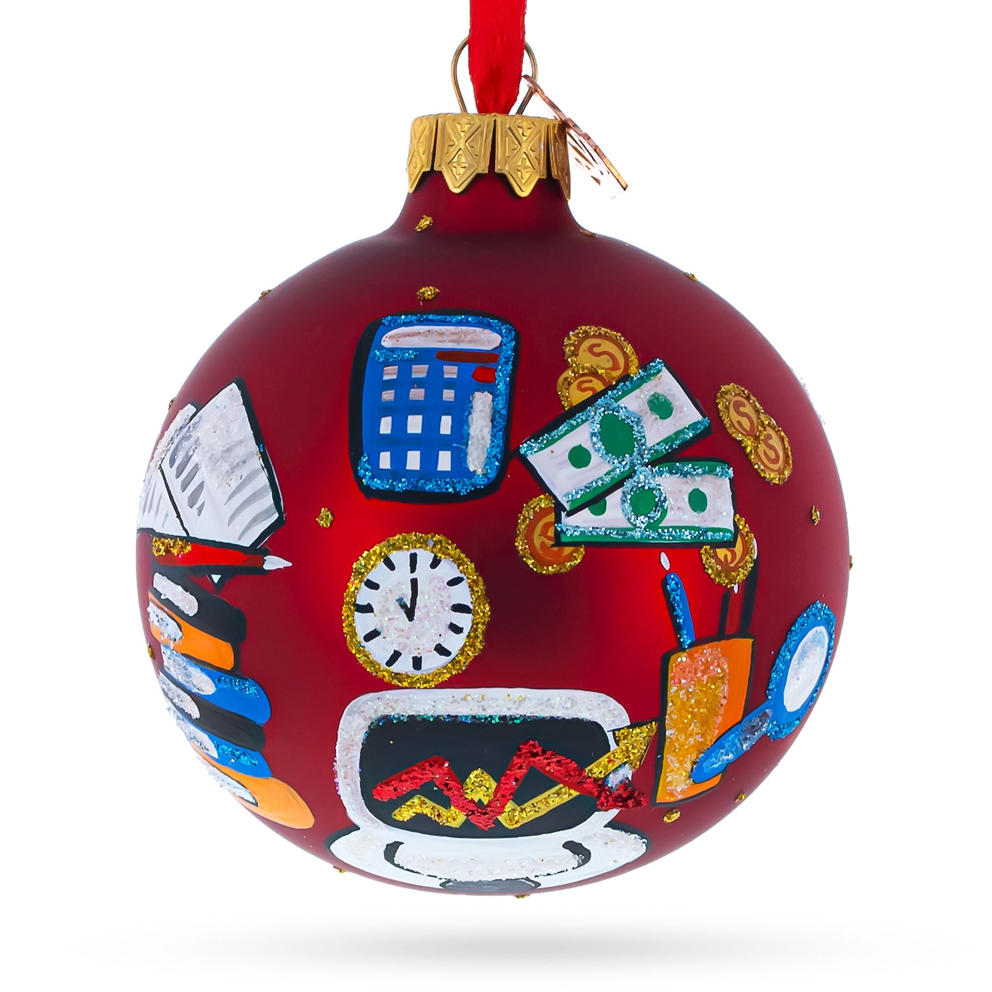 Accountant Bookkeeper Glass Ball Christmas Ornament 3.25 Inches