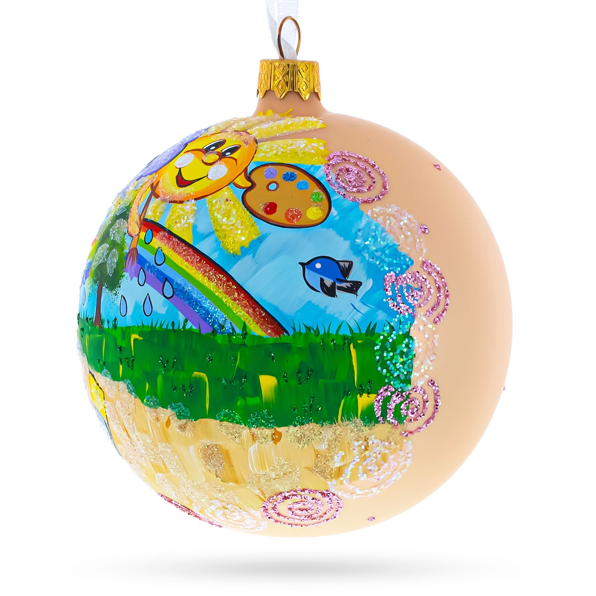 I Love Art Glass Ball Christmas Ornament 4 Inches