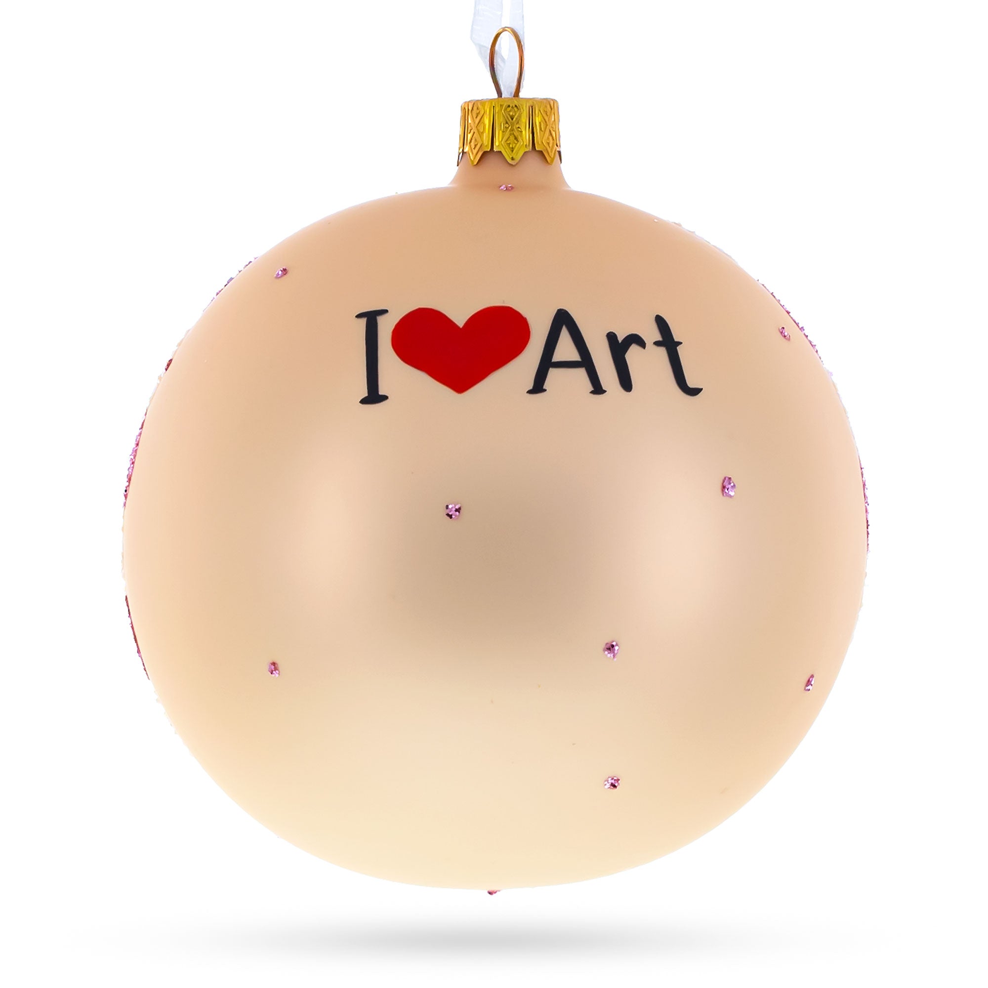 I Love Art Glass Ball Christmas Ornament 4 Inches