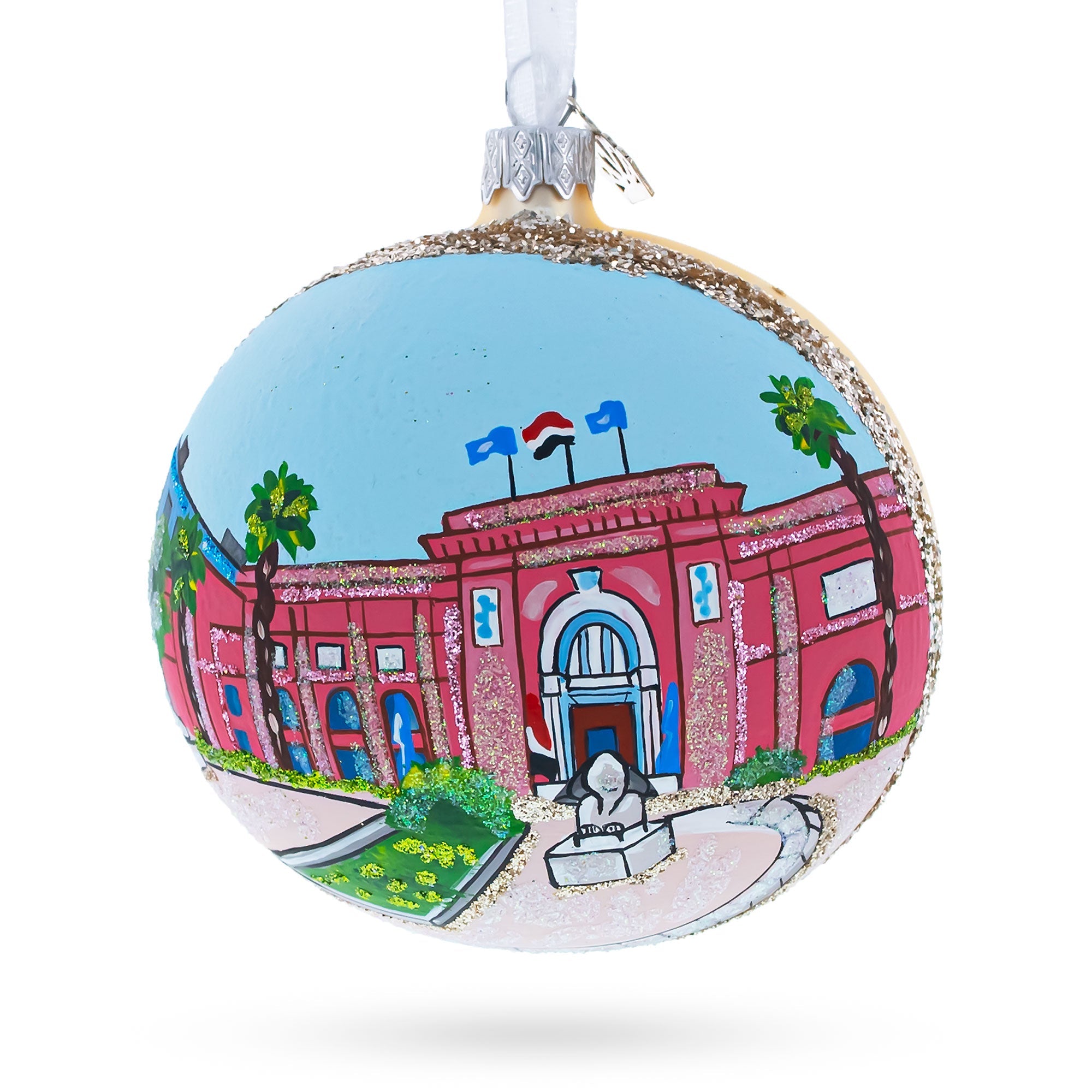 The Museum Of Egyptian Antiquities, Cairo, egypt Glass Christmas Ornament