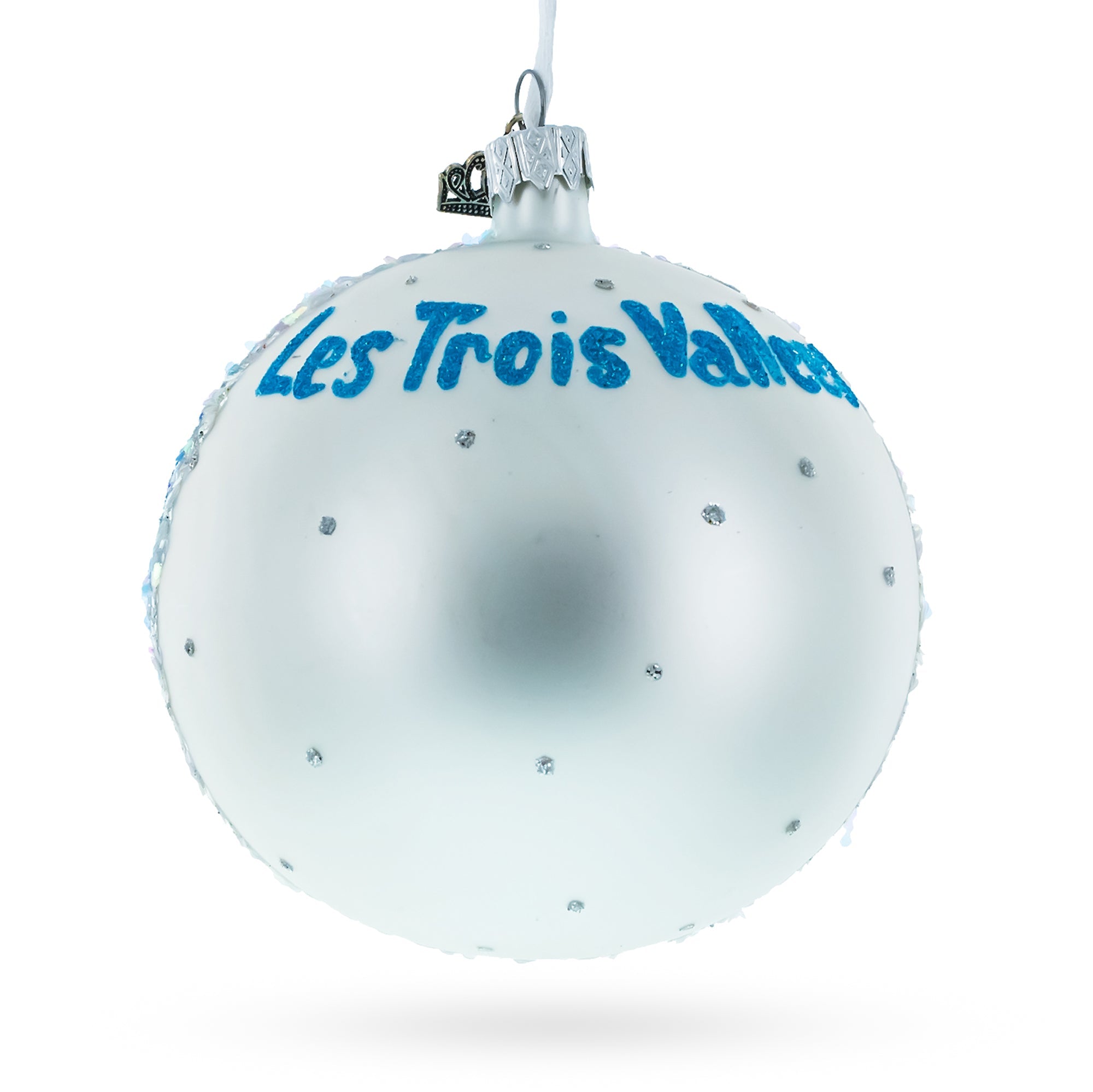 Les Trois Vallees Ski Resorts, France Glass Ball Christmas Ornament 4 Inches