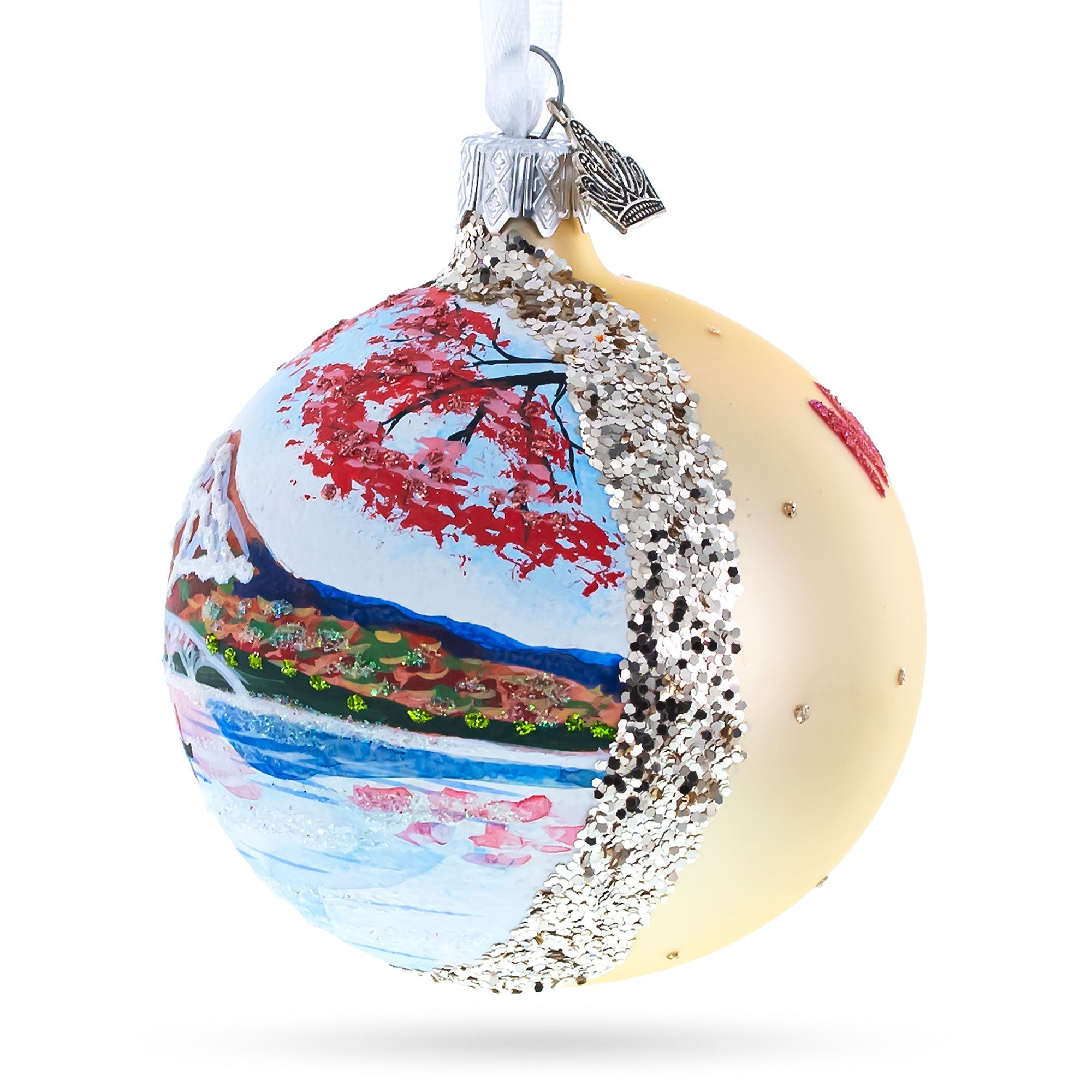 Mount Fuji, Japan Glass Ball Christmas Ornament 3.25 Inches