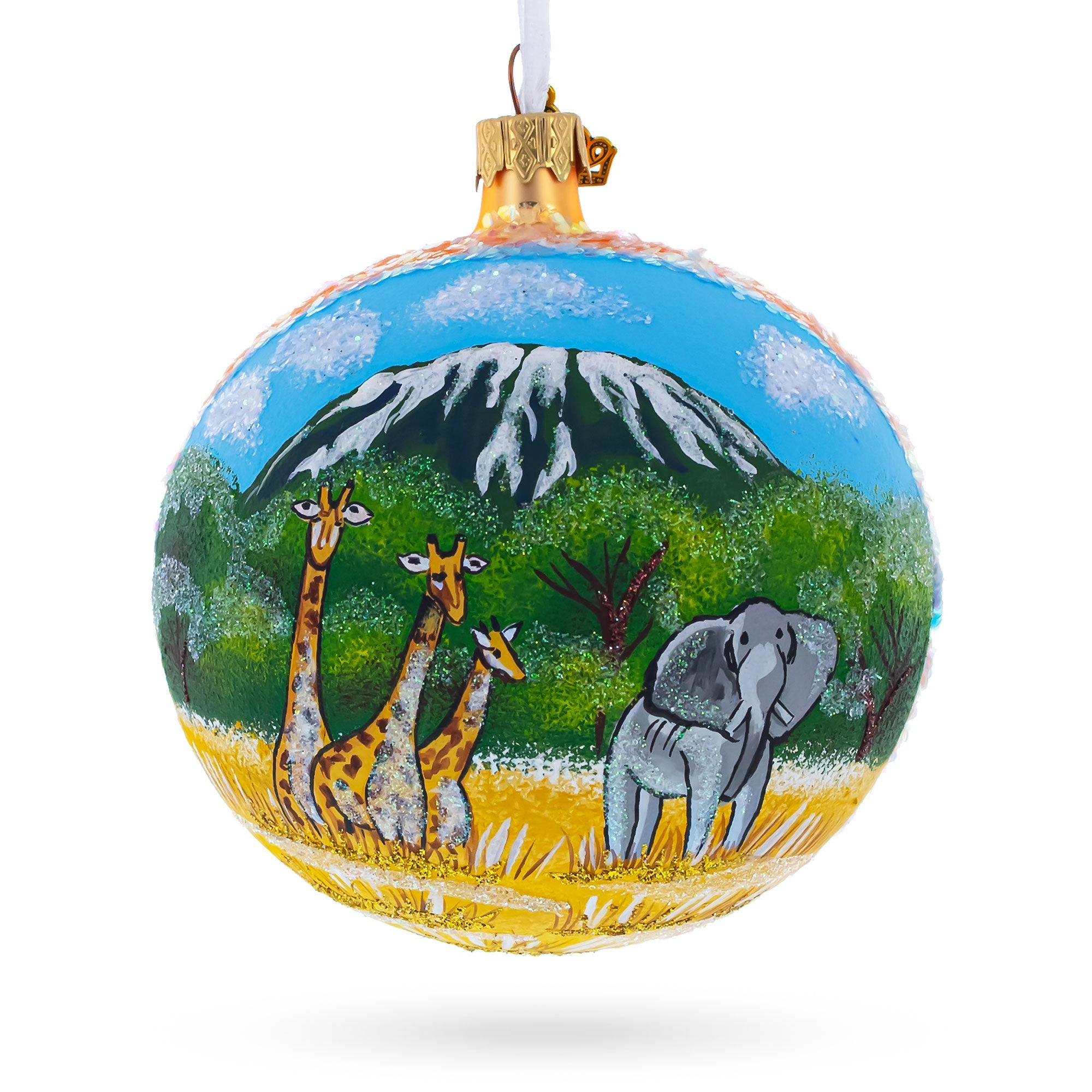 Mount Kilimanjaro, Tanzania Glass Ball Christmas Ornament