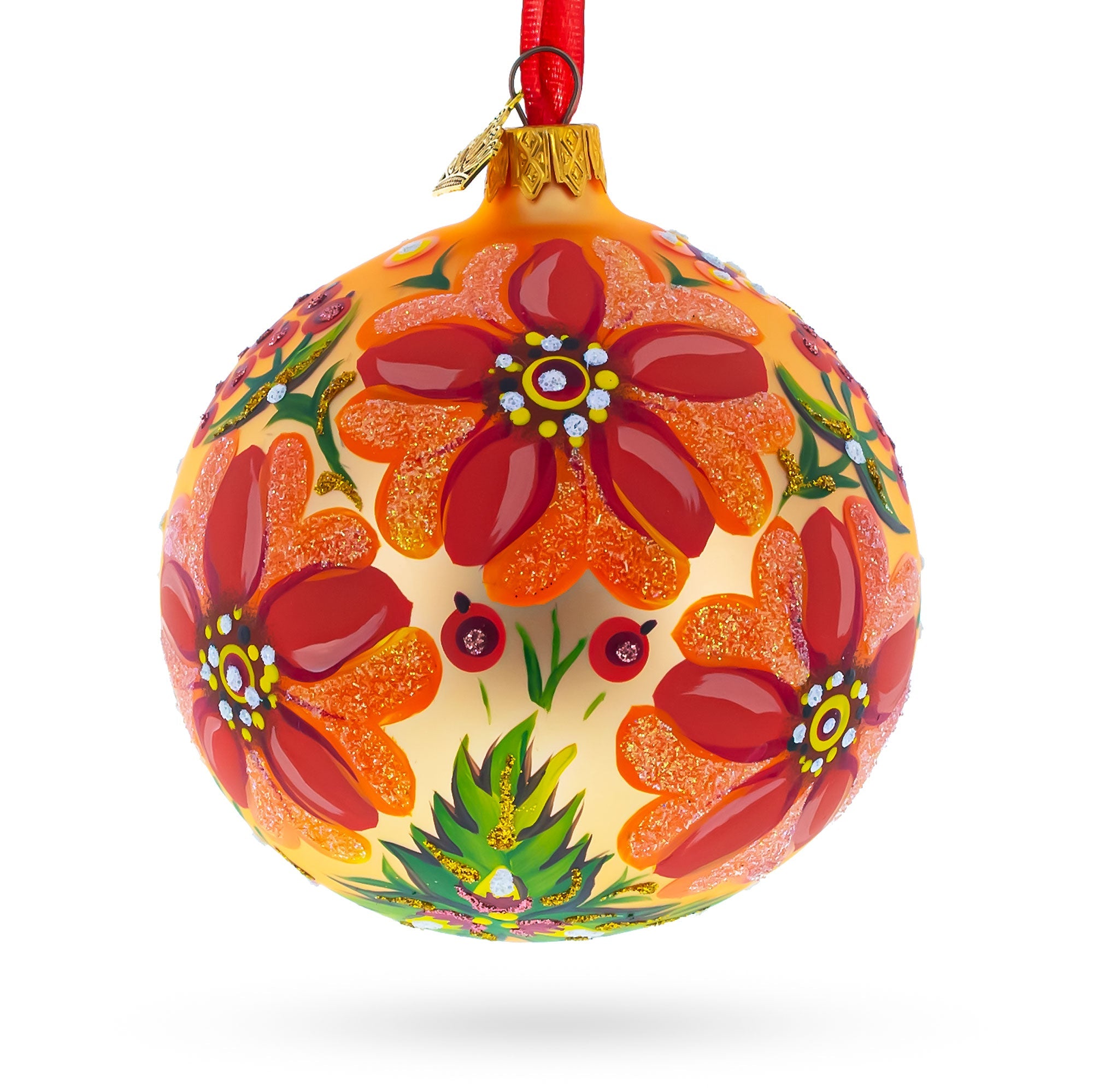 Helenium Flowers Glass Ball Ornament