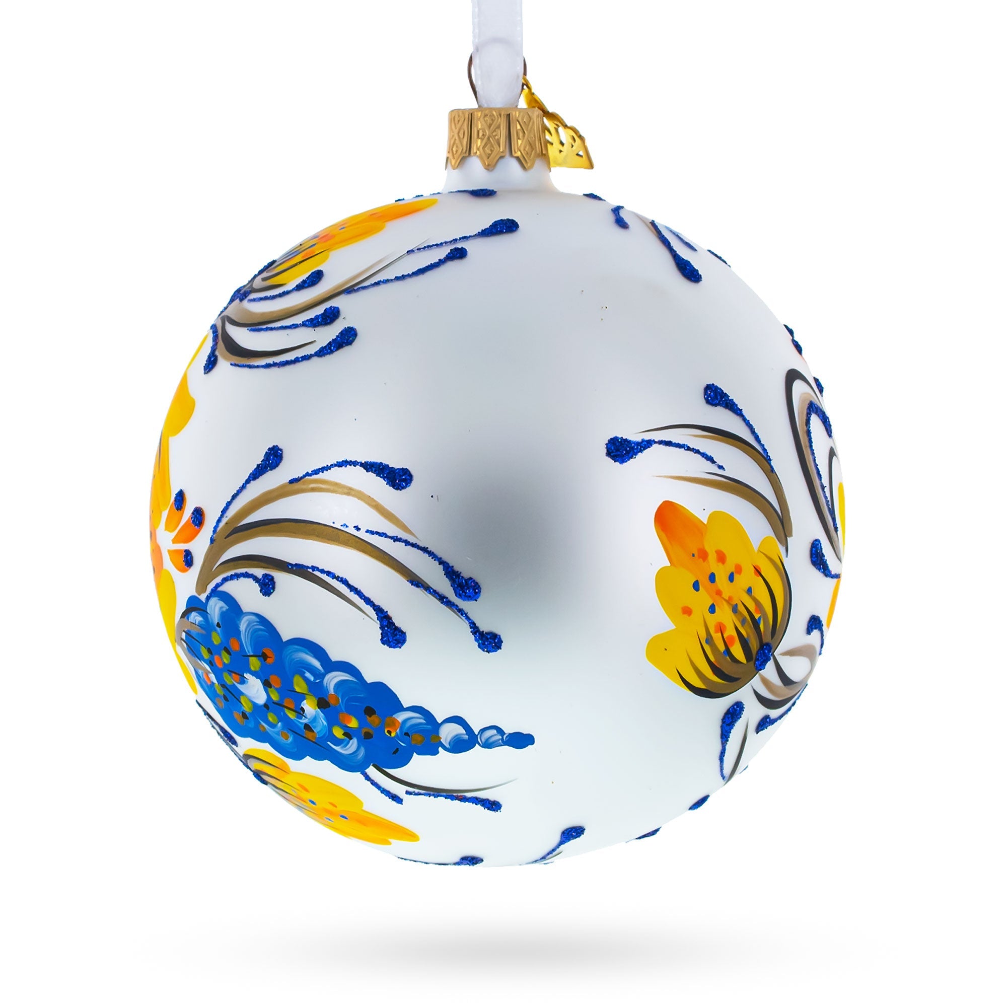 Yellow Adonis Flowers Glass Ball Ornament