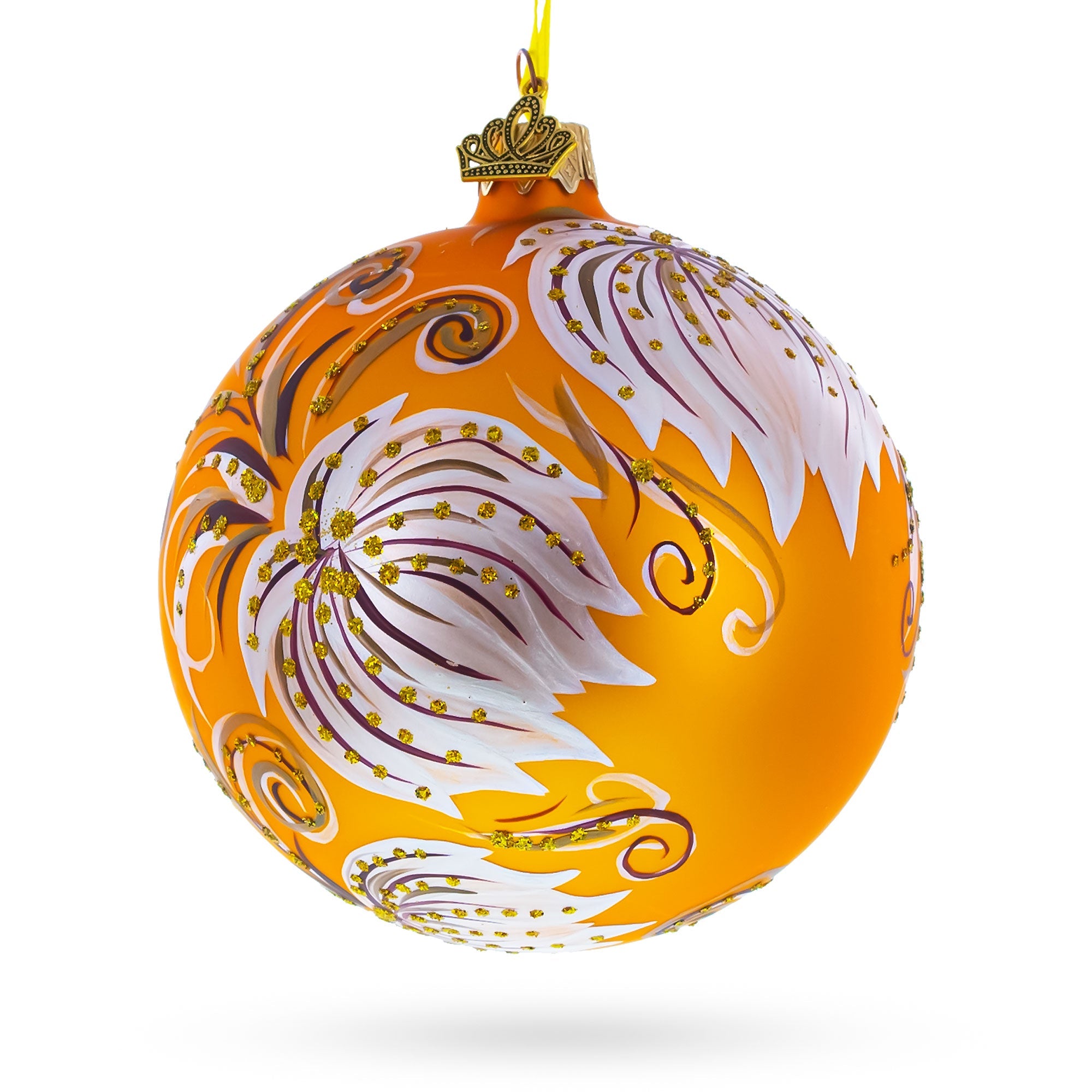 White Adonis Flowers Glass Ball Ornament