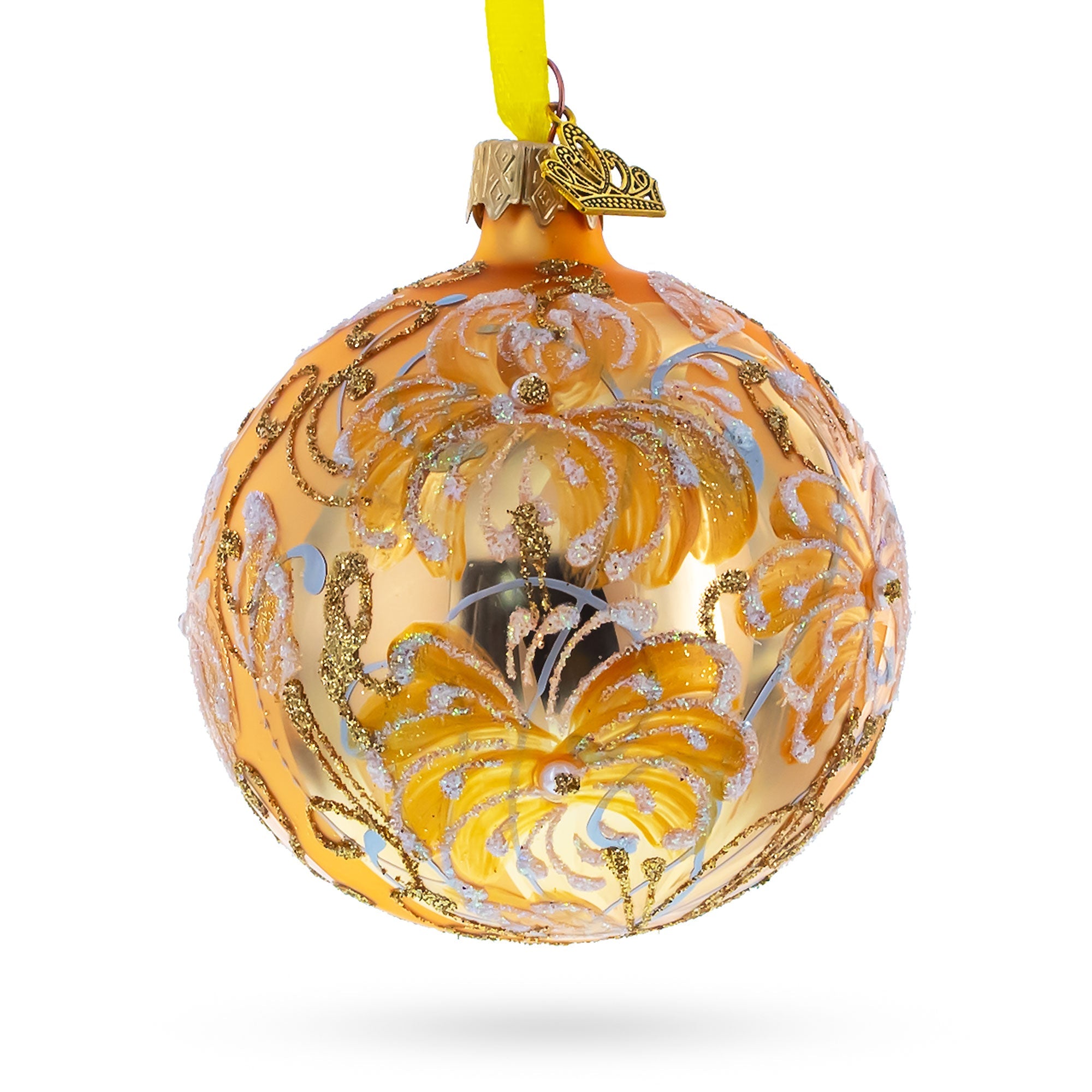 White Lilies Glass Ball Ornament