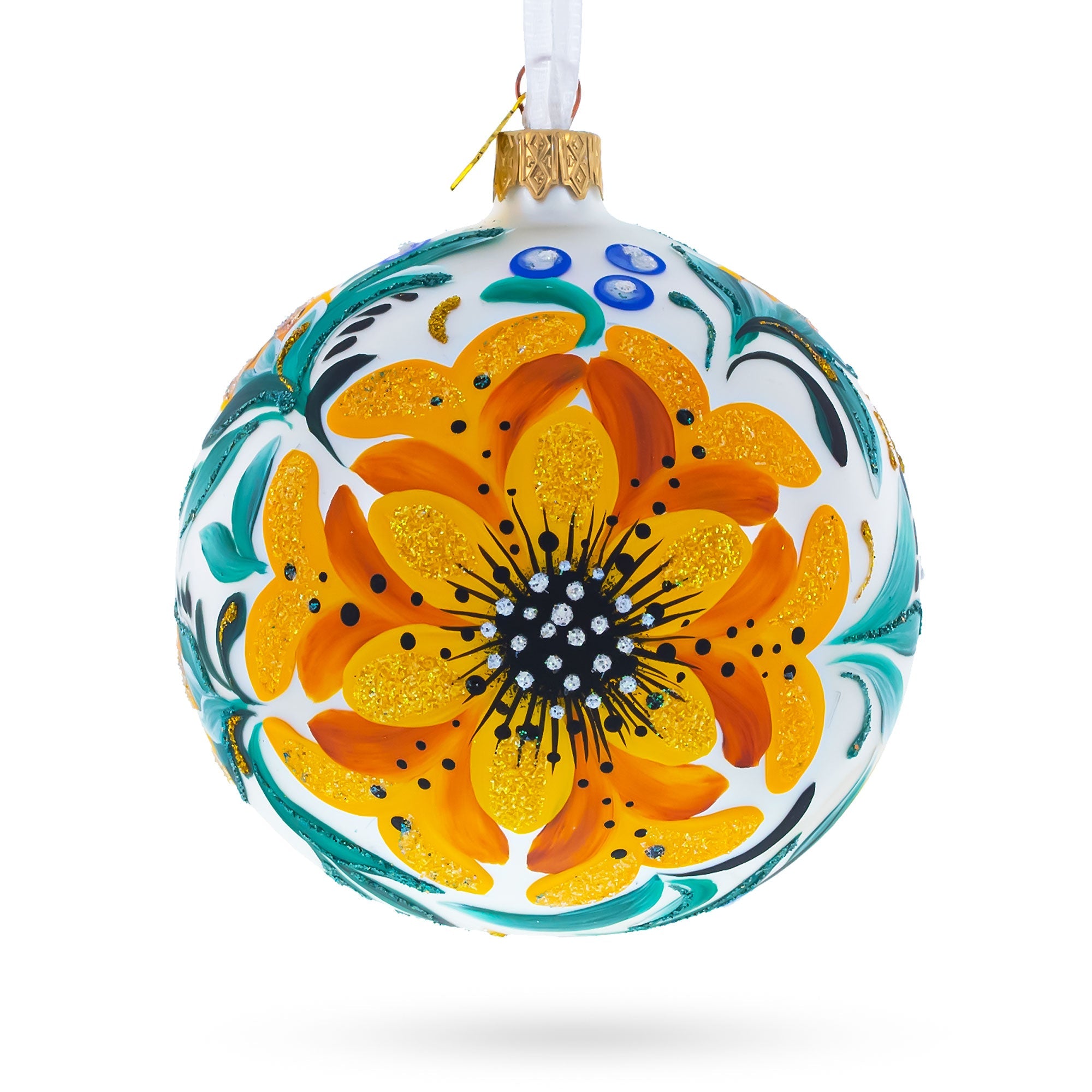 Heliopsis Flowers Glass Ball Ornament