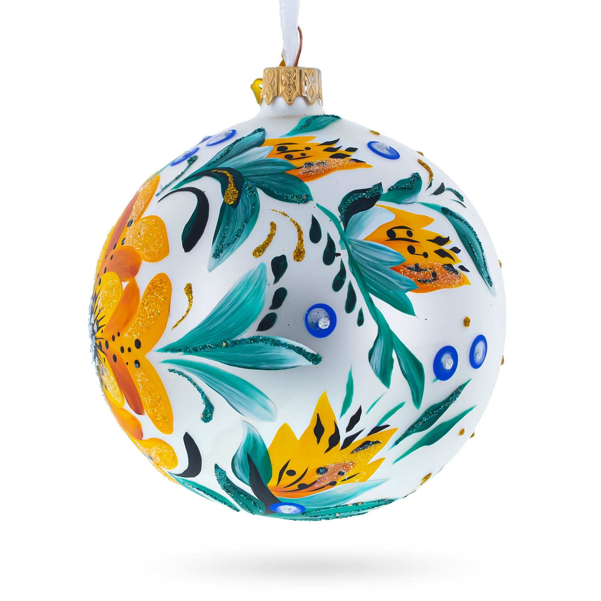 Heliopsis Flowers Glass Ball Ornament