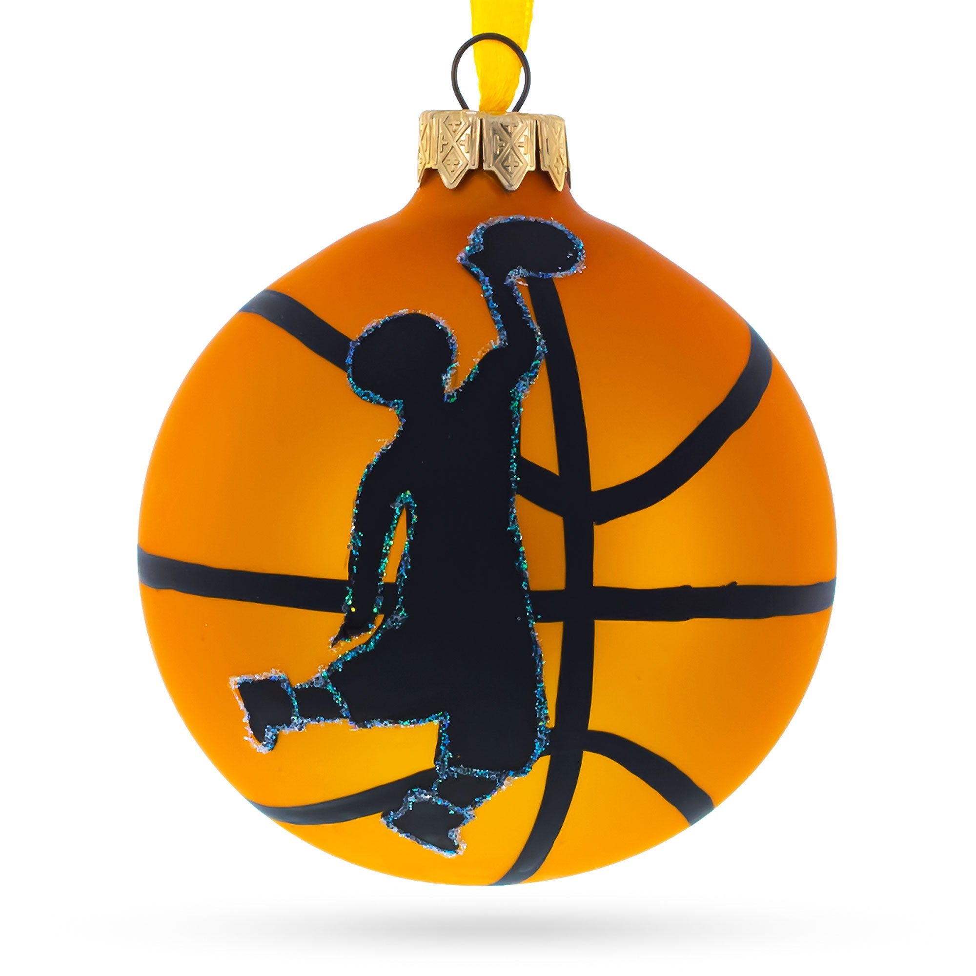 Slam Dunk Sensation: Basketball Player In Action Blown Glass Ball Christmas Sports Ornament 3.25 Inches