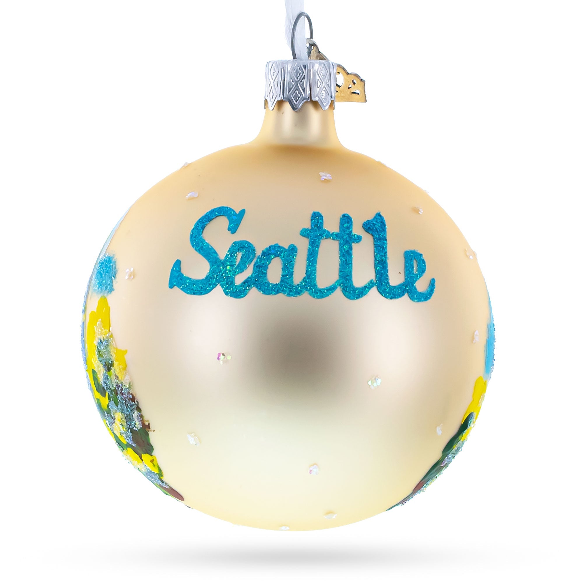 Seattle, Washington Glass Ball Christmas Ornament 3.25 Inches