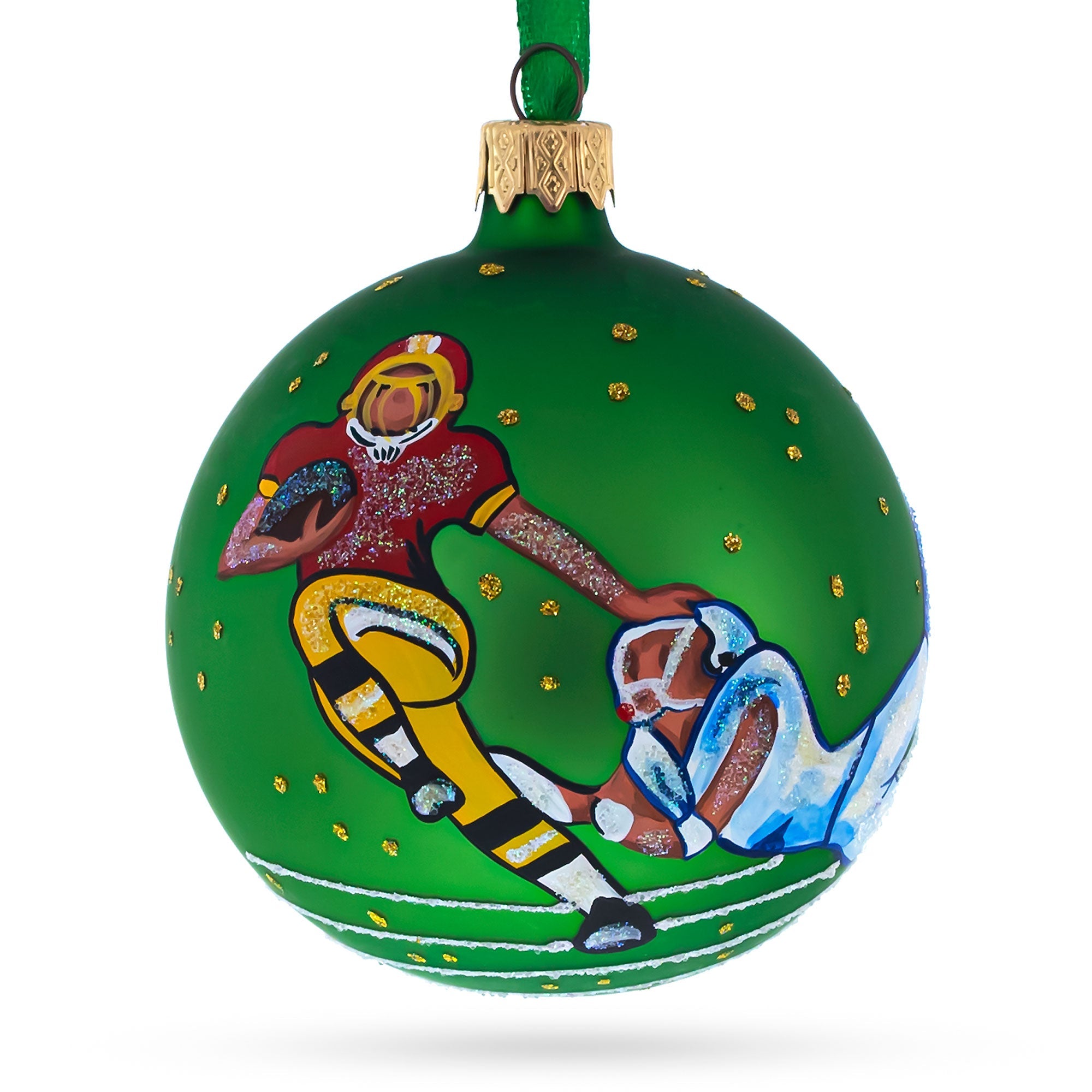 Touchdown Triumph: American Football Blown Glass Christmas Ornament 3.25 Inches