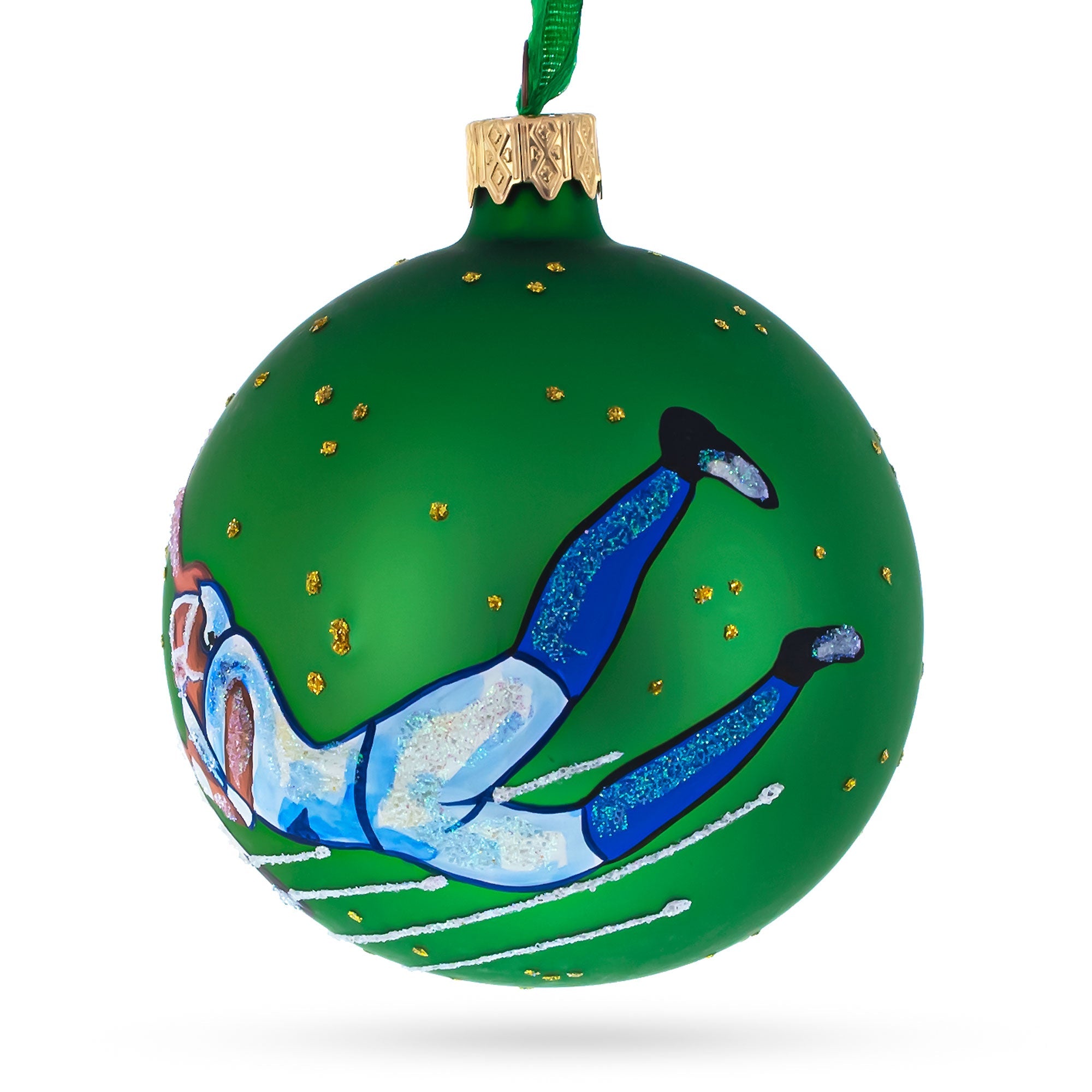 Touchdown Triumph: American Football Blown Glass Christmas Ornament 3.25 Inches