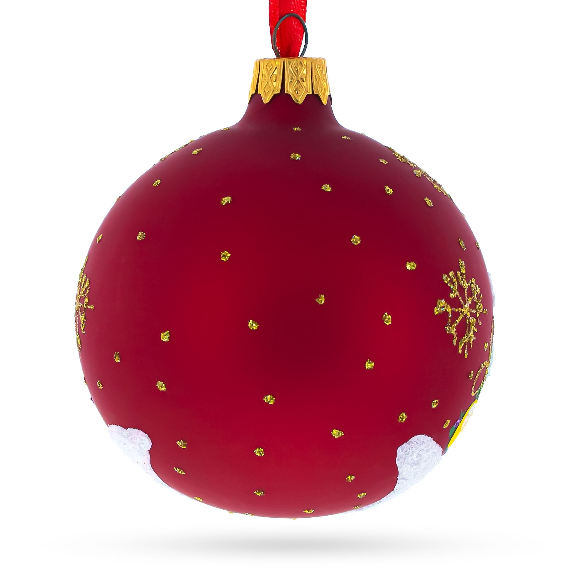 New Year's Festivities With Fido - Blown Glass Ball Christmas Ornament 3.25 Inches