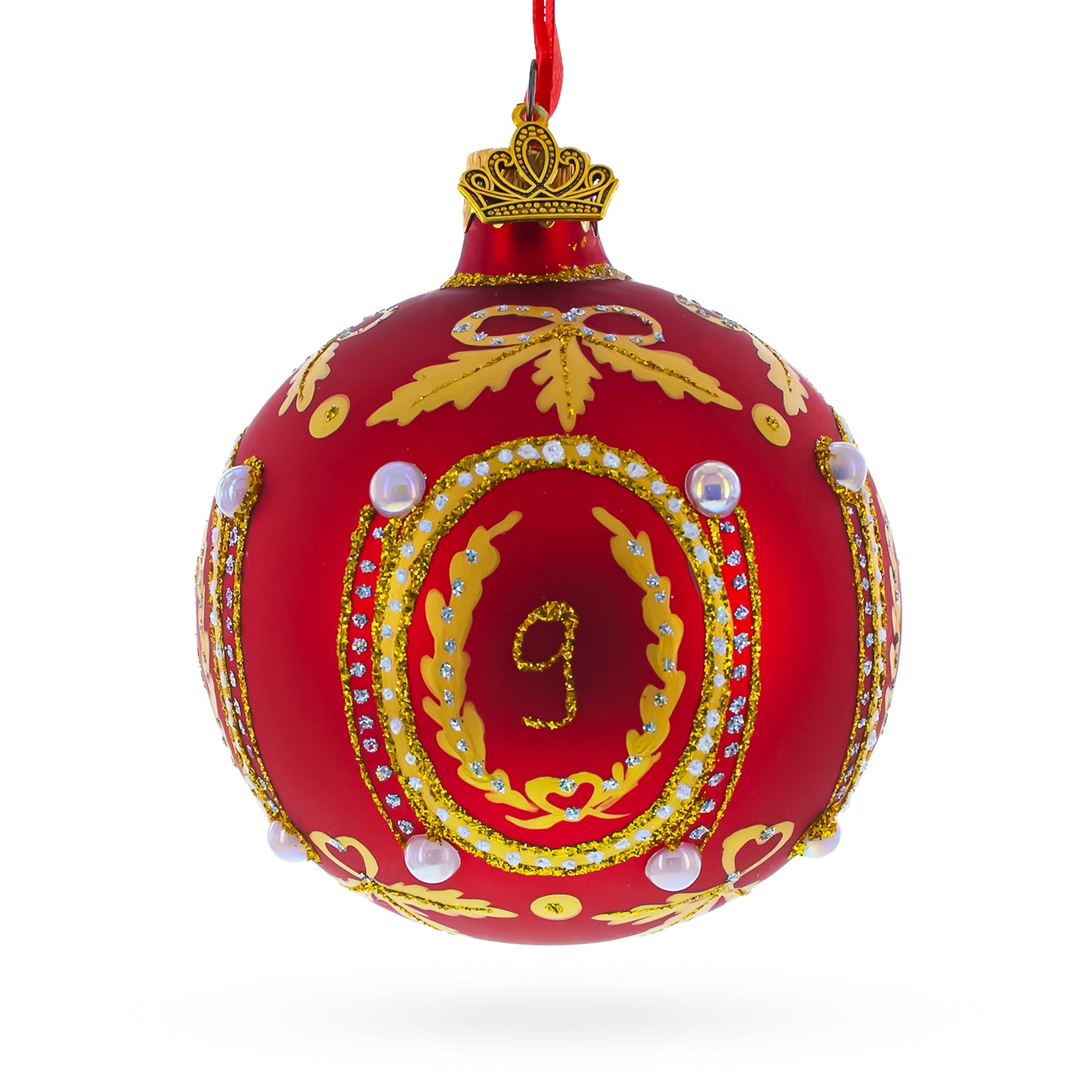 Elegant 1893 Caucasus Royal Egg Red - Blown Glass Ball Christmas Ornament 3.25 Inches