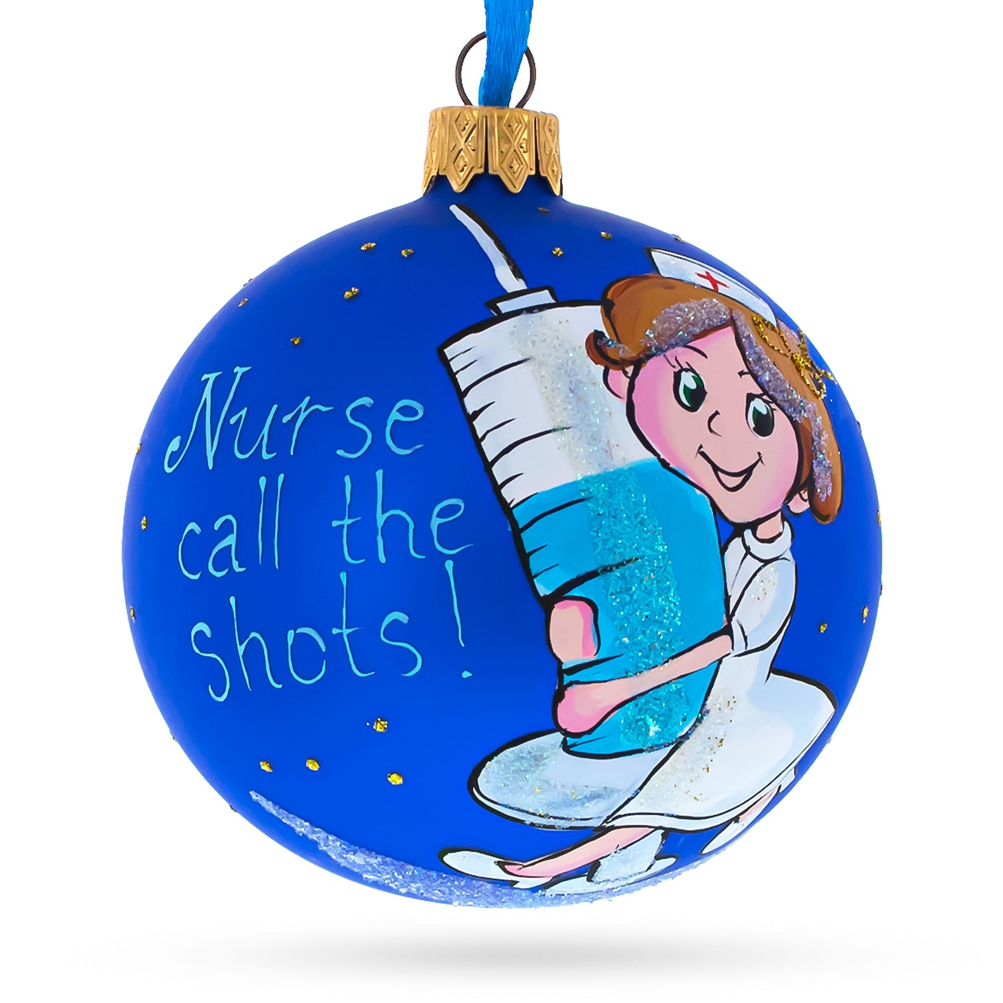 Medical Professional Nurse With Syringe Blown Glass Ball Christmas Ornament 3.25 Inches