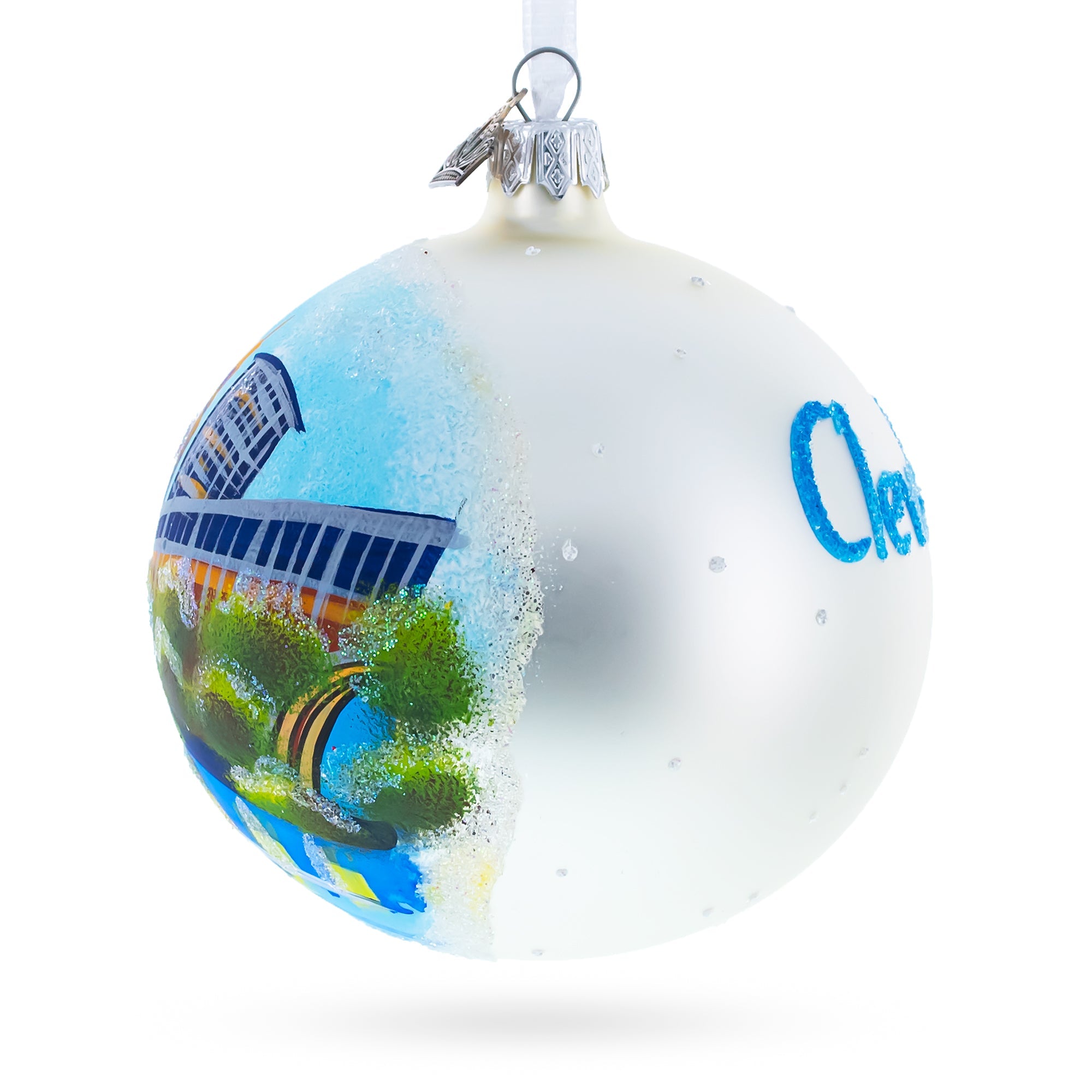 Cleveland, Ohio Glass Ball Christmas Ornament 4 Inches