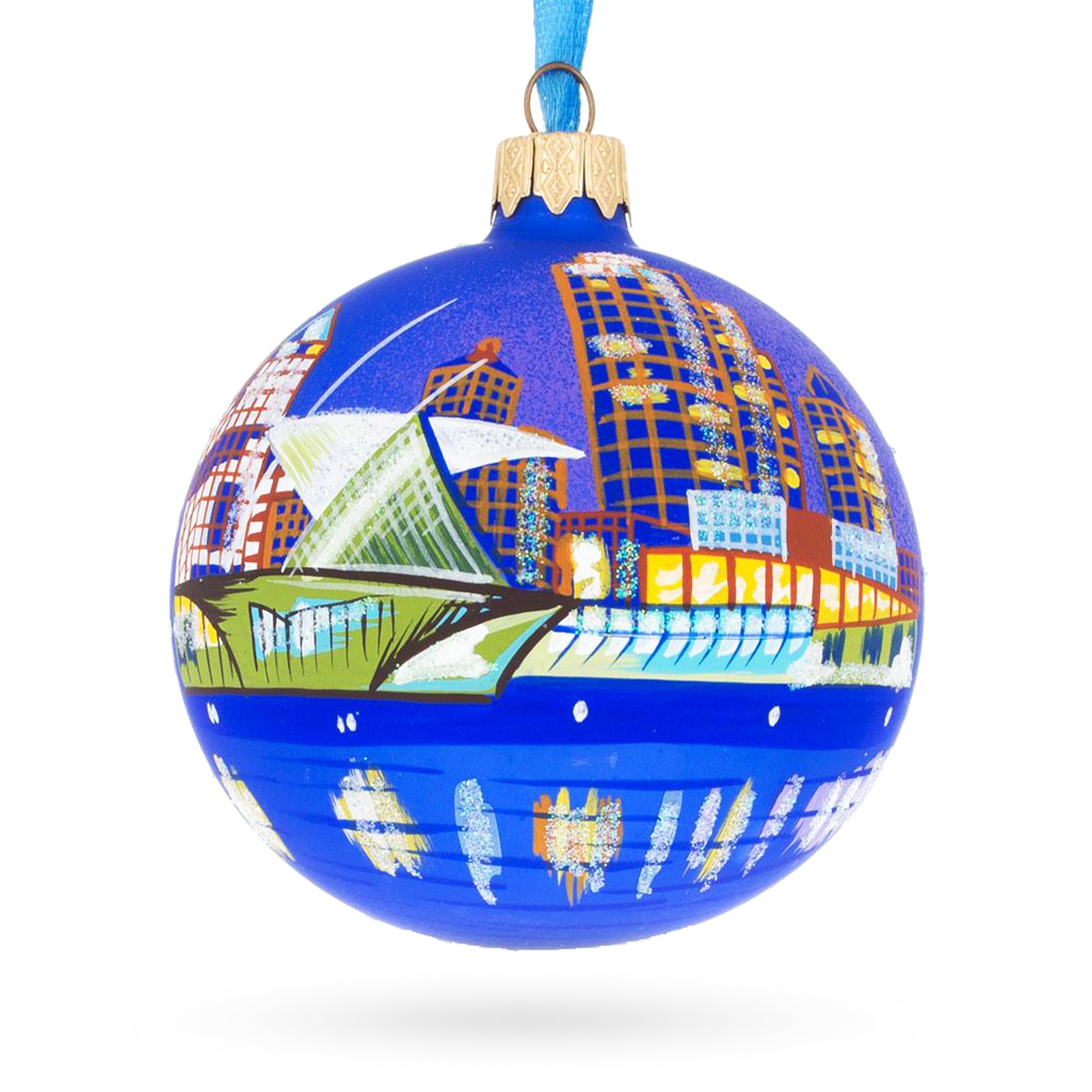 Milwaukee, Wisconsin Glass Ball Christmas Ornament 3.25 Inches