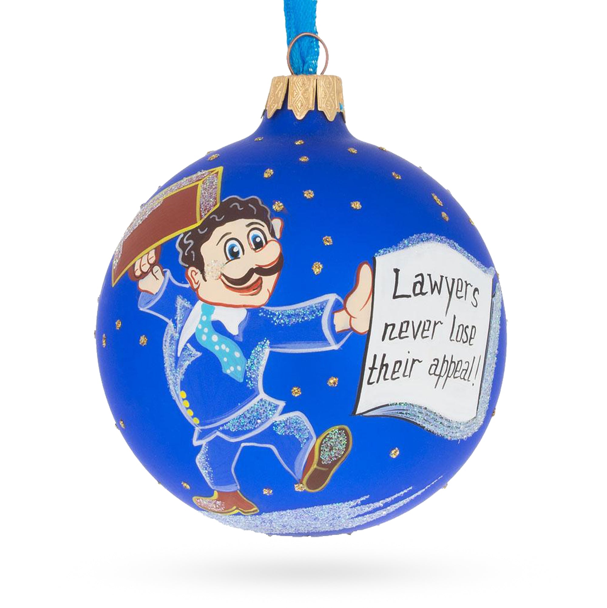 Distinguished Lawyer With Briefcase - Blown Glass Ball Christmas Ornament 3.25 Inches