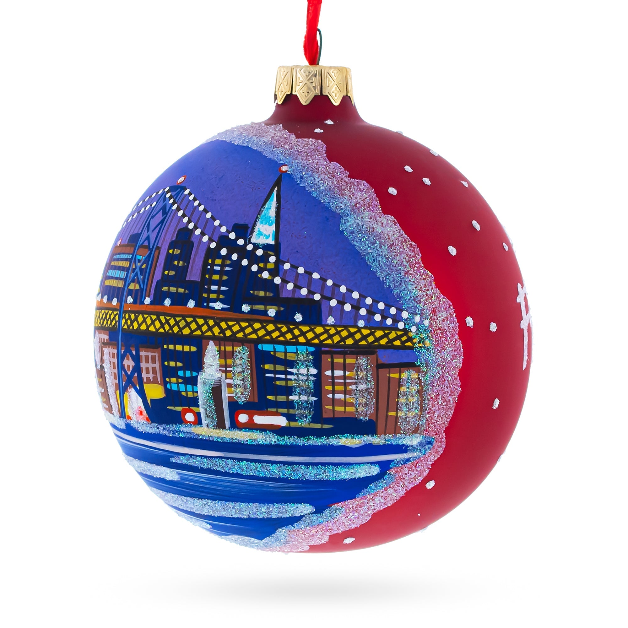 San Francisco Golden Gate Bridge Glass Christmas Ornament 4 Inches