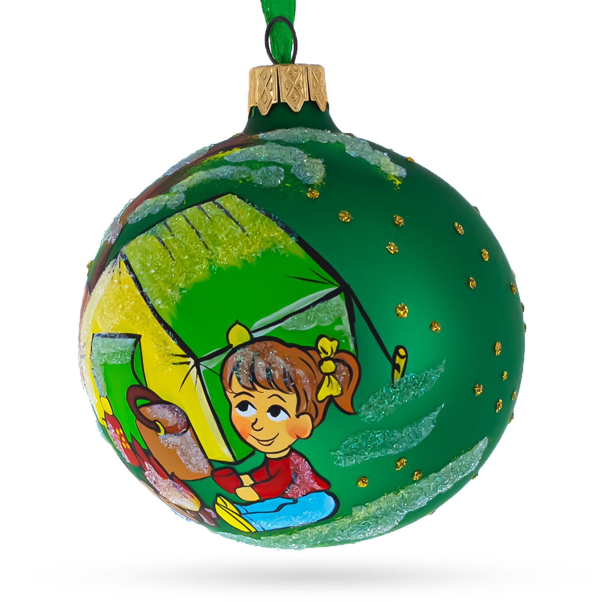 Adventurous Hiking & Camping - Blown Glass Ball Christmas Ornament 3.25 Inches